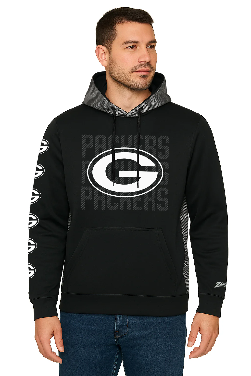 Zubaz NFL Men's Tonal Camo Line Back Panel Hoodie, GREEN BAY PACKERS - Image 30