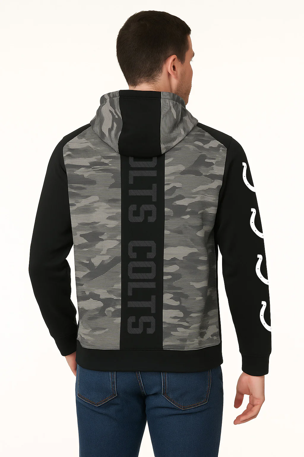 Zubaz NFL   Men's Tonal Camo Line Back Panel Hoodie, INDIANAPOLIS COLTS - Image 3
