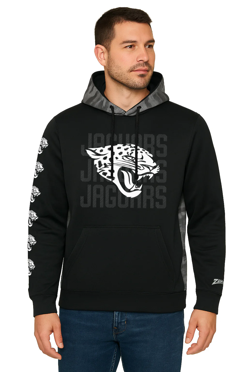 Zubaz NFL Men's Tonal Camo Line Back Panel Hoodie, JACKSONVILLE JAGUARS - Image 14