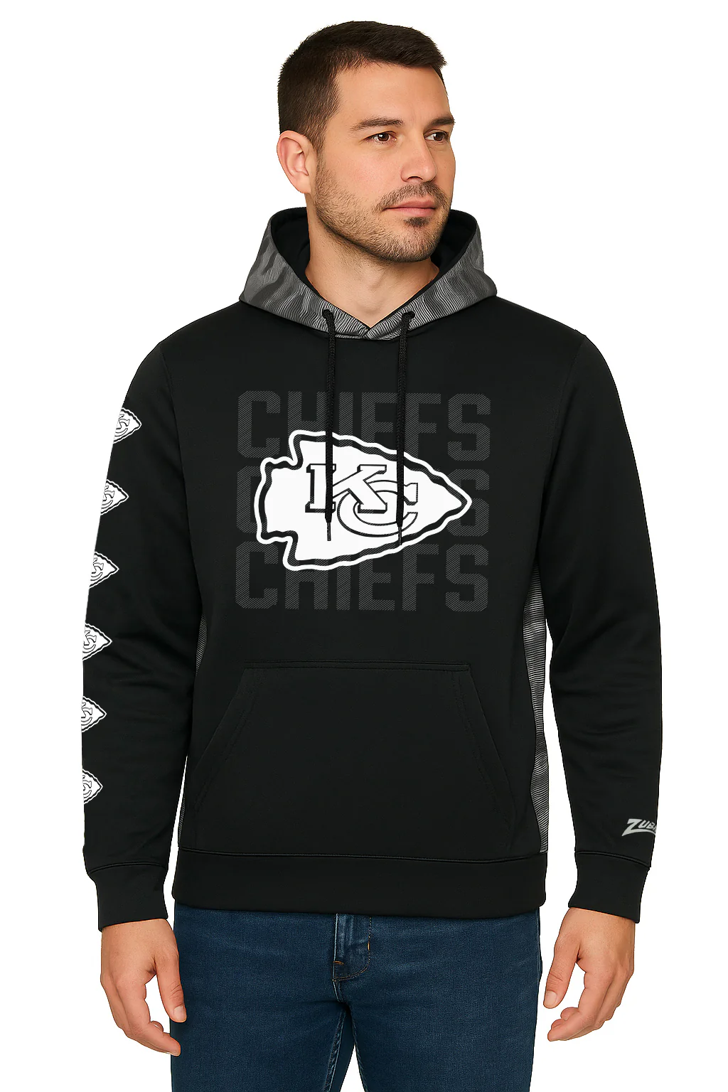 Zubaz NFL Men's Tonal Camo Line Back Panel Hoodie, KANSAS CITY CHIEFS - Image 26