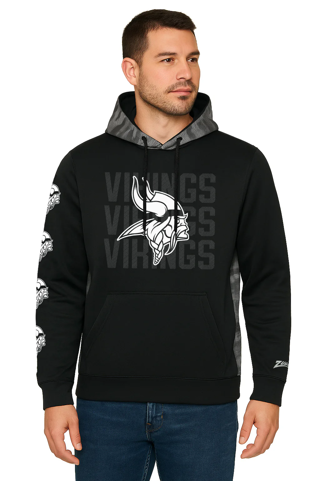 Zubaz NFL Men's Tonal Camo Line Back Panel Hoodie, MINNESOTA VIKINGS - Image 2