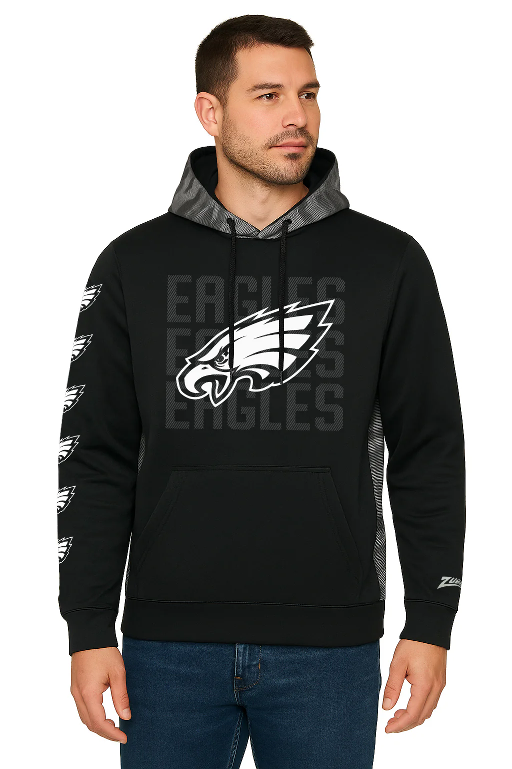 Zubaz NFL   Men's Tonal Camo Line Back Panel Hoodie, PHILADELPHIA EAGLES - Image 26