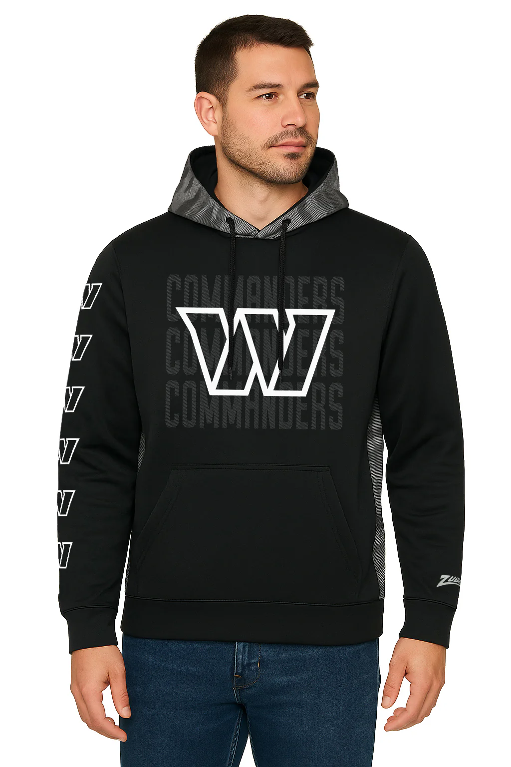 Zubaz NFL Men's Tonal Camo Line Back Panel Hoodie, WASHINGTON COMMANDERS