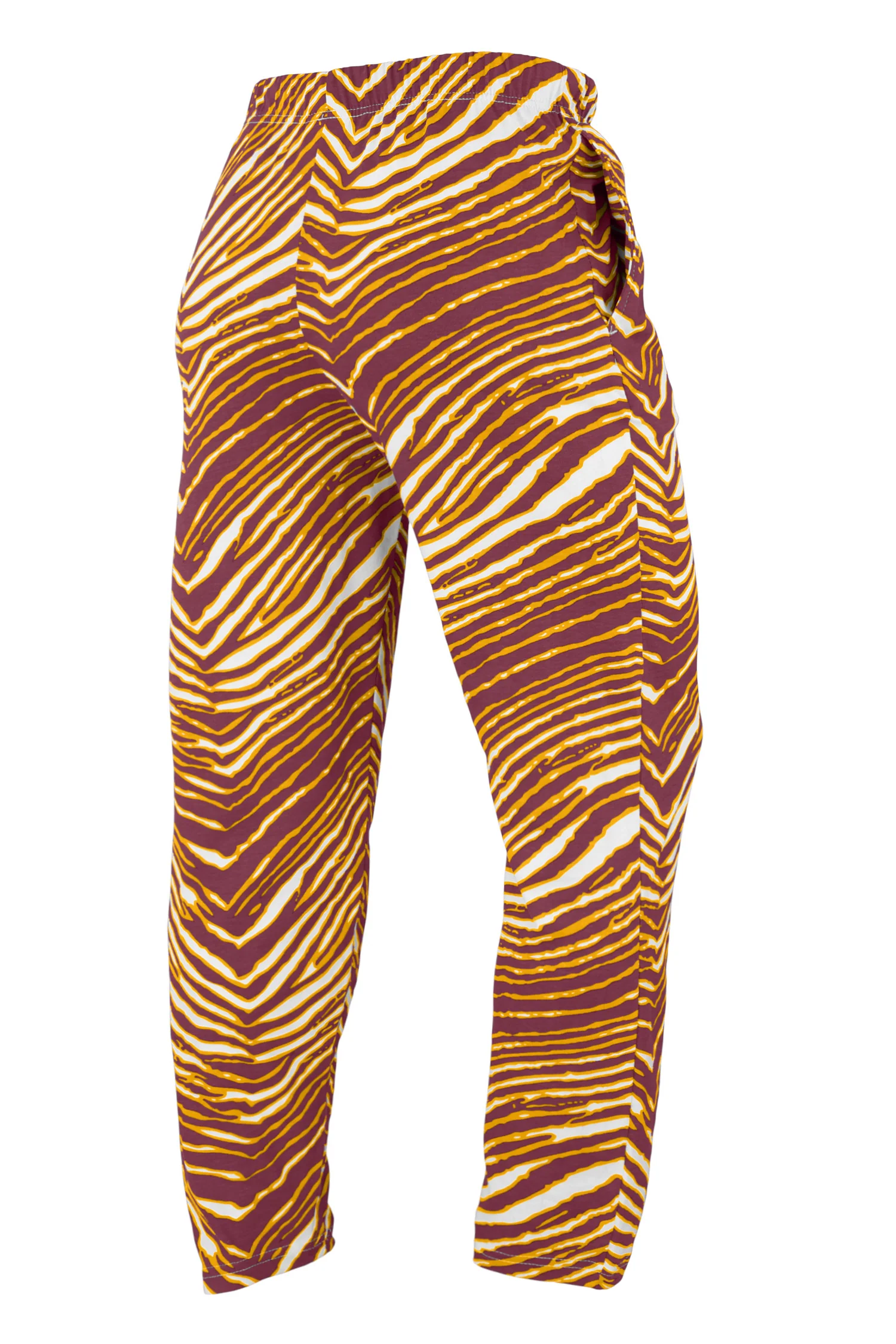Zubaz NFL Mens Washington Commanders Maroon/Gold Zebra Pants Left Hip Logo - Image 2