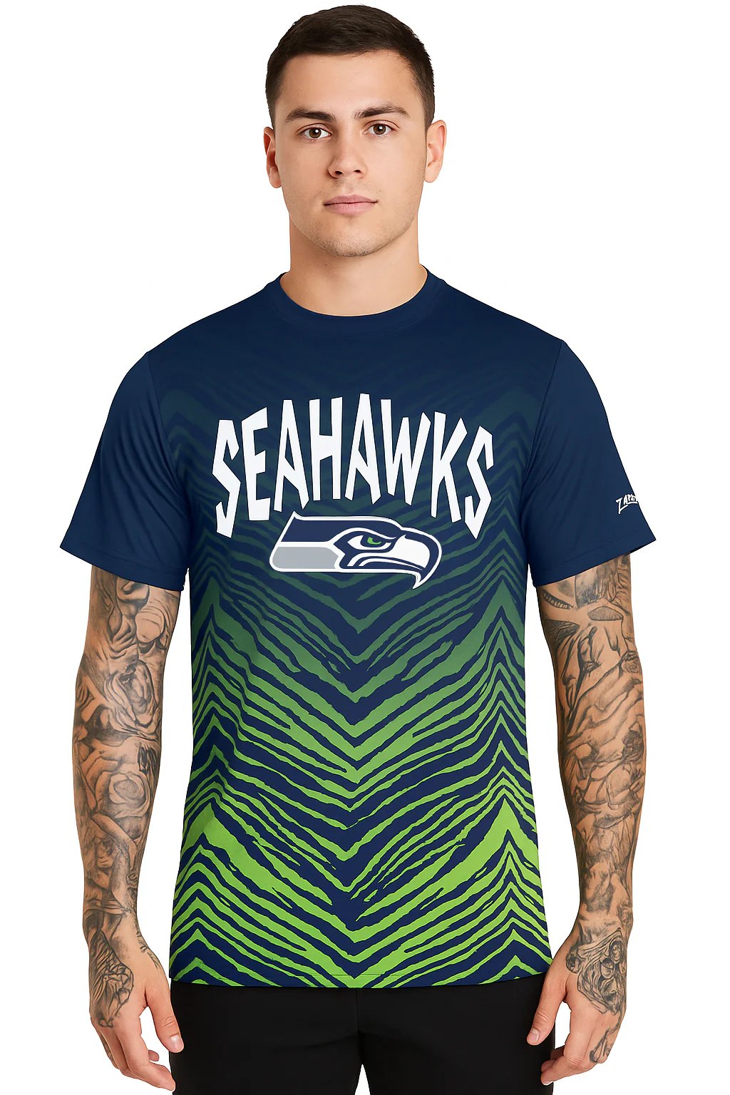 Zubaz NFL Men's Wild Card Zebra Team Color Short SleeveT Shirt, Seattle Seahawks - Image 42