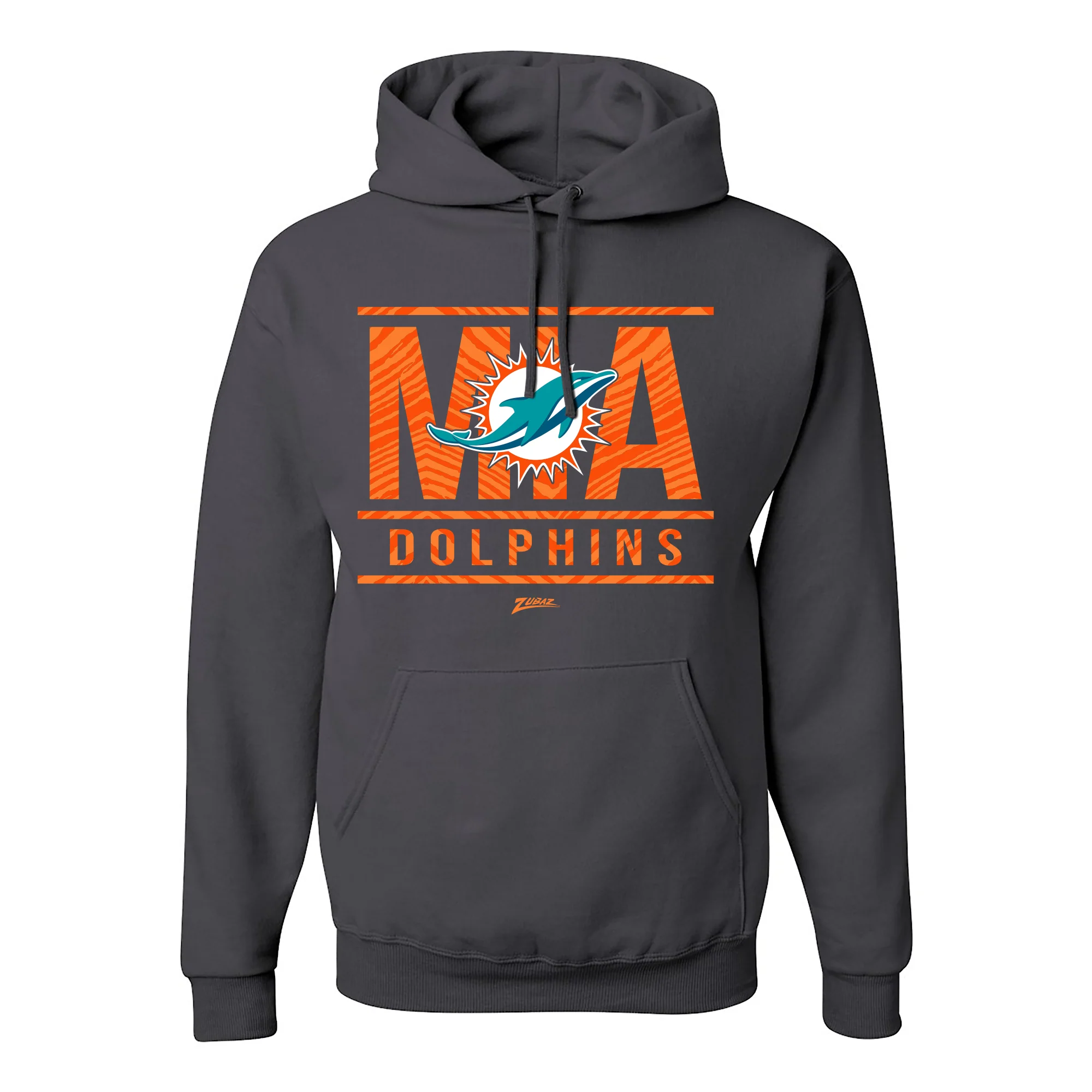 Zubaz NFL Miami Dolphins Unisex Pullover Fleece Hoodie for Adult Men and Women, Z2C Goal Line, Charcoal - Image 2