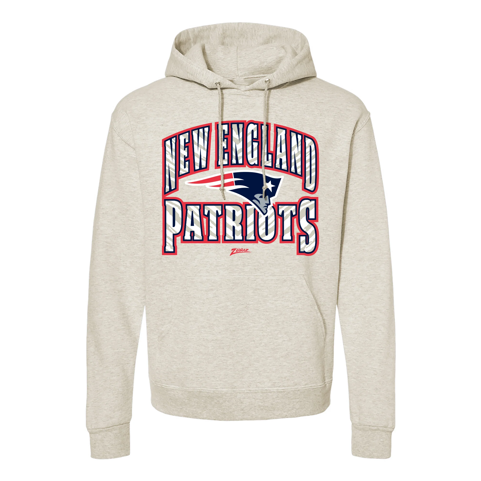 Zubaz NFL New England Patriots Unisex Pullover Fleece Hoodie for Adult Men and Women, Z2T Kickoff, Oatmeal Heather