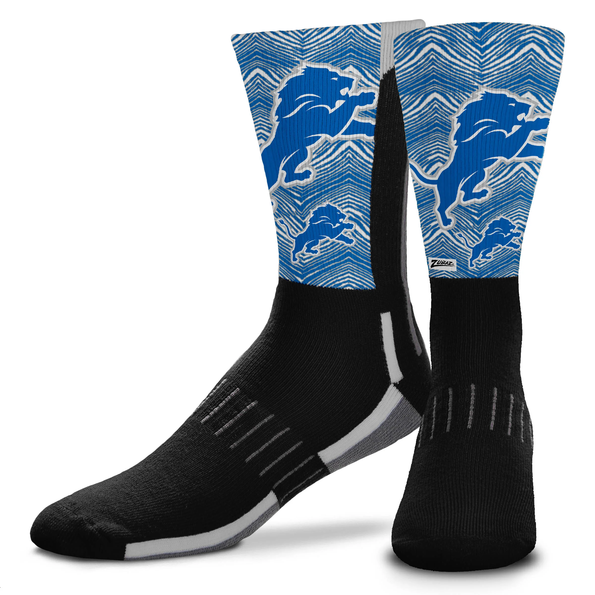 Zubaz NFL Phenom Curve Men's Crew Socks, Detroit Lions, Adult Large - Image 2