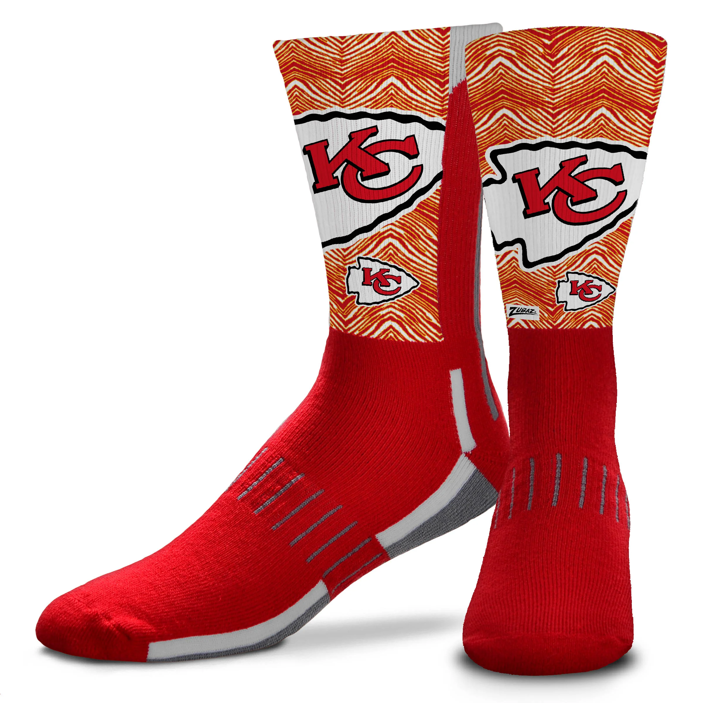 Zubaz NFL Phenom Curve Men's Crew Socks, Kansas City Chiefs, Adult Large - Image 2