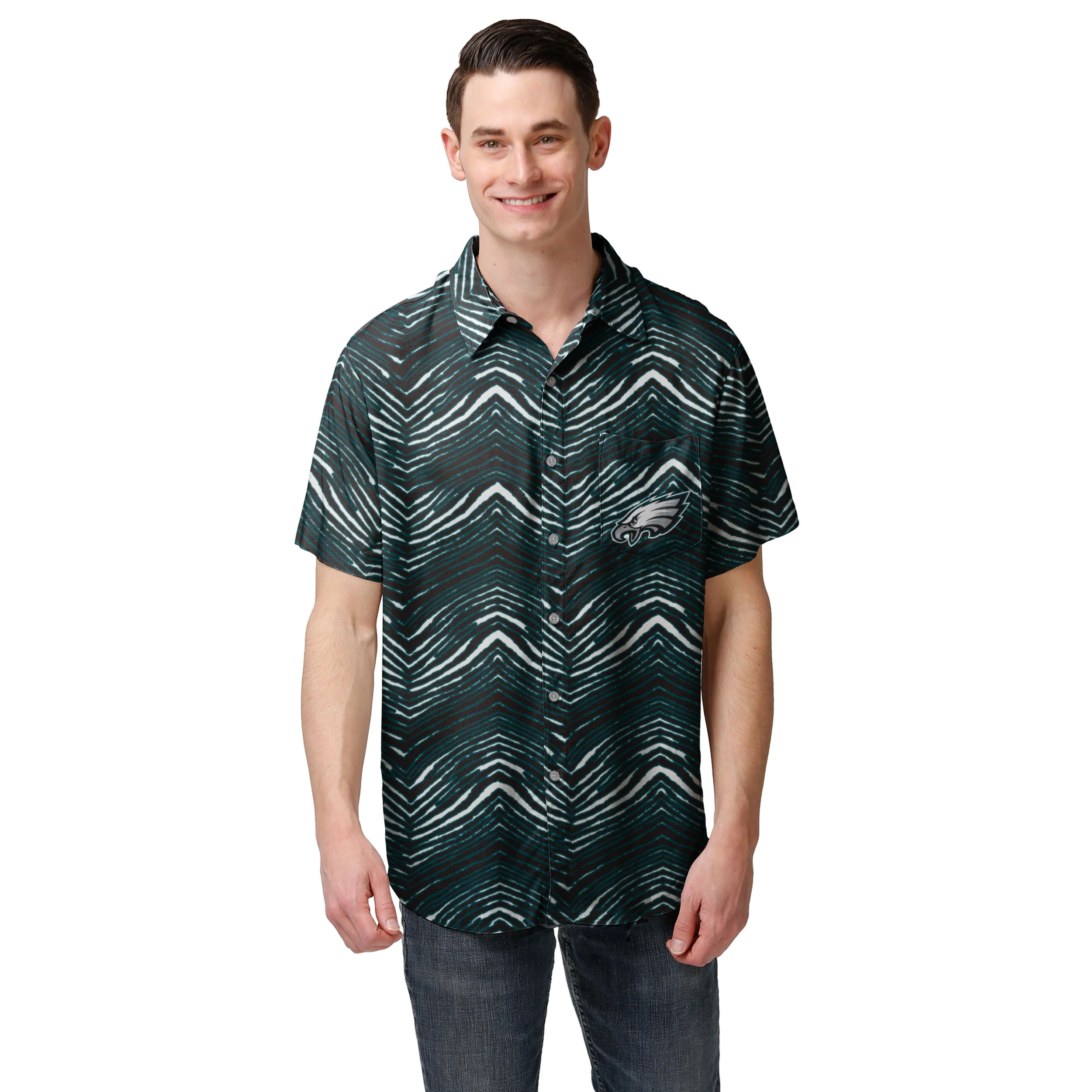 Zubaz NFL Men's Philadelphia Eagles Exclusive Button Up Shirt