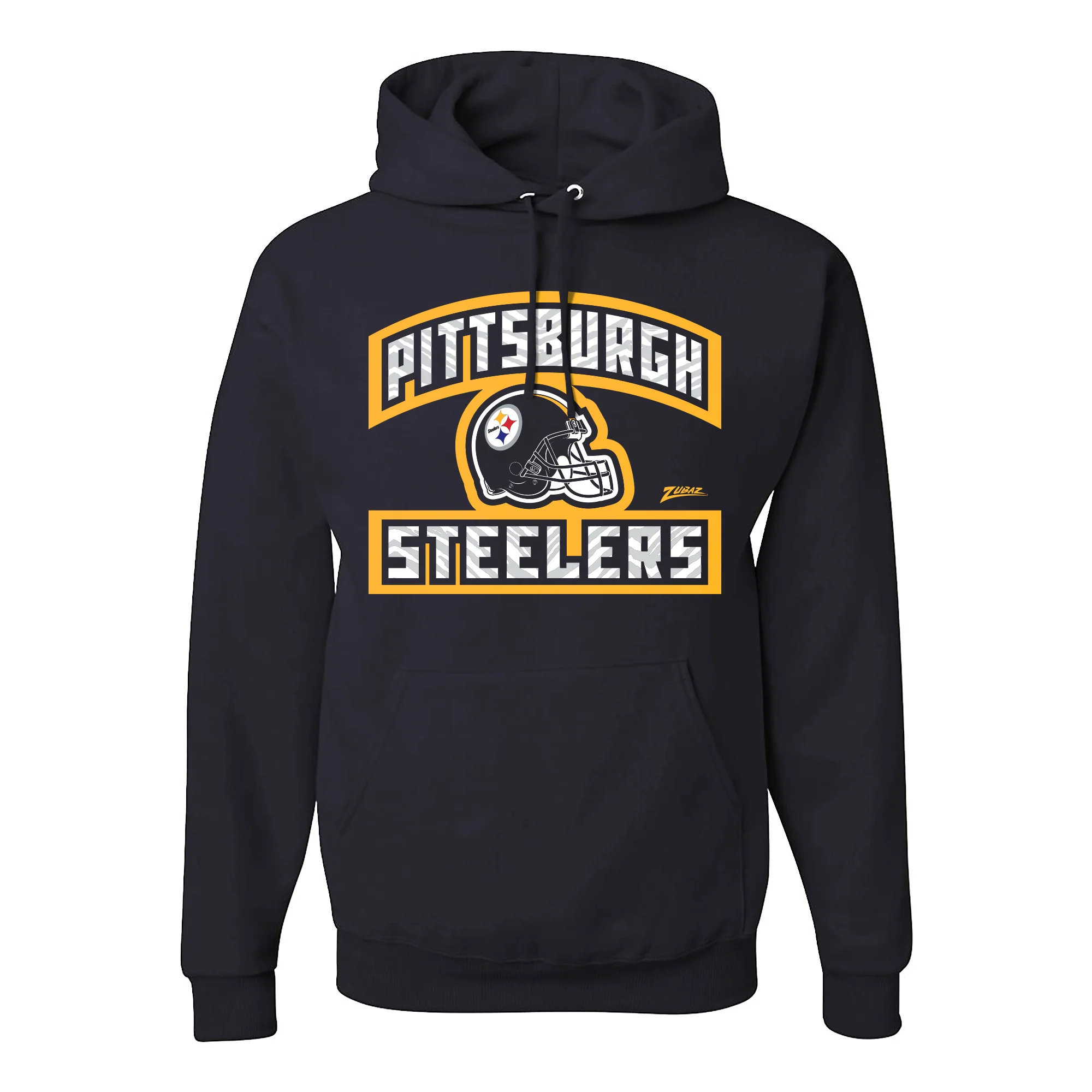 Zubaz NFL Pittsburgh Steelers Unisex Pullover Fleece Hoodie for Adult Men and Women, Z2T Helmet Outline, Black - Image 2