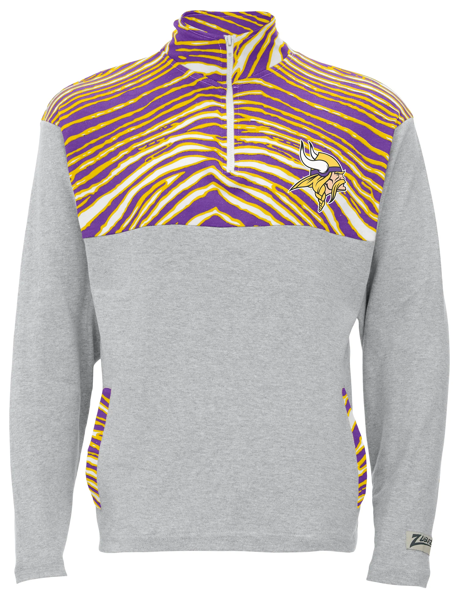 Zubaz NFL Quarter Zip with 3 Color Zebra Yoke and Collar, MINNESOTA VIKINGS - Image 2