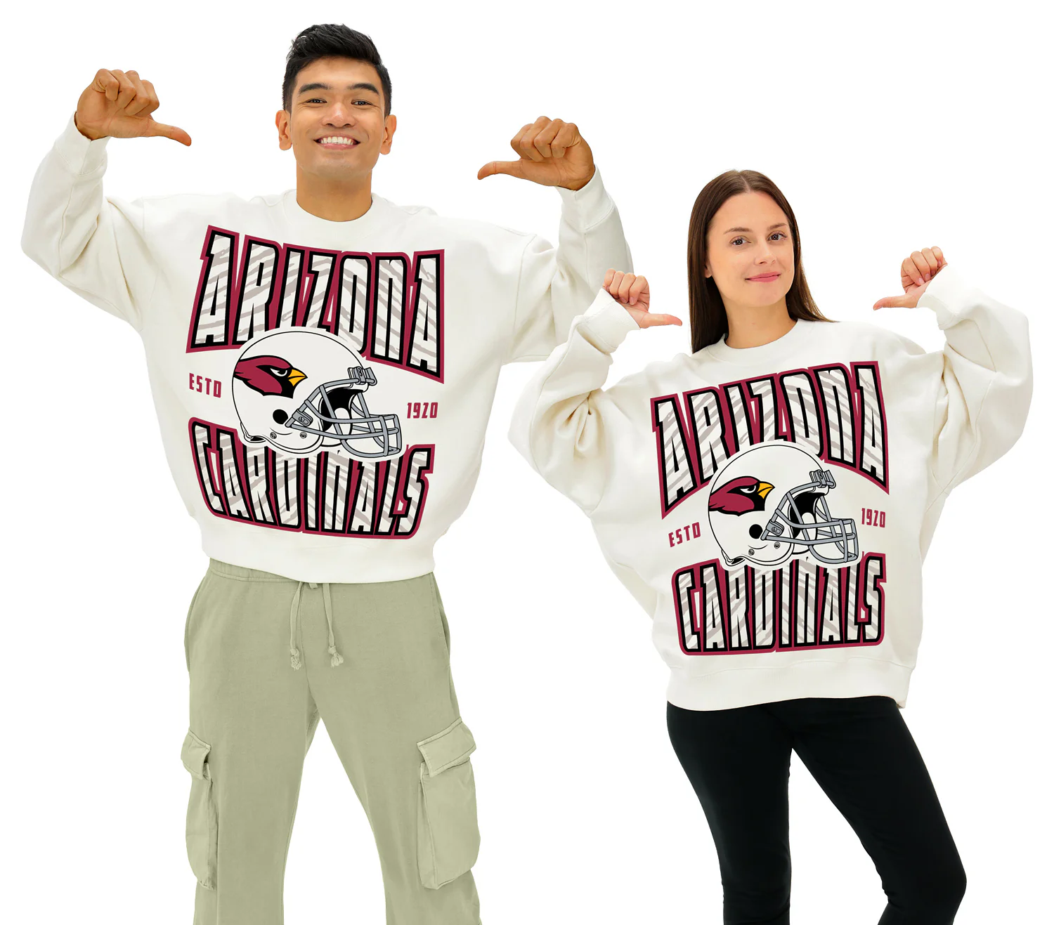Zubaz NFL  UNISEX 90s Helmet Drop Shoulder Crewneck -Off White, ARIZONA CARDINALS - Image 12