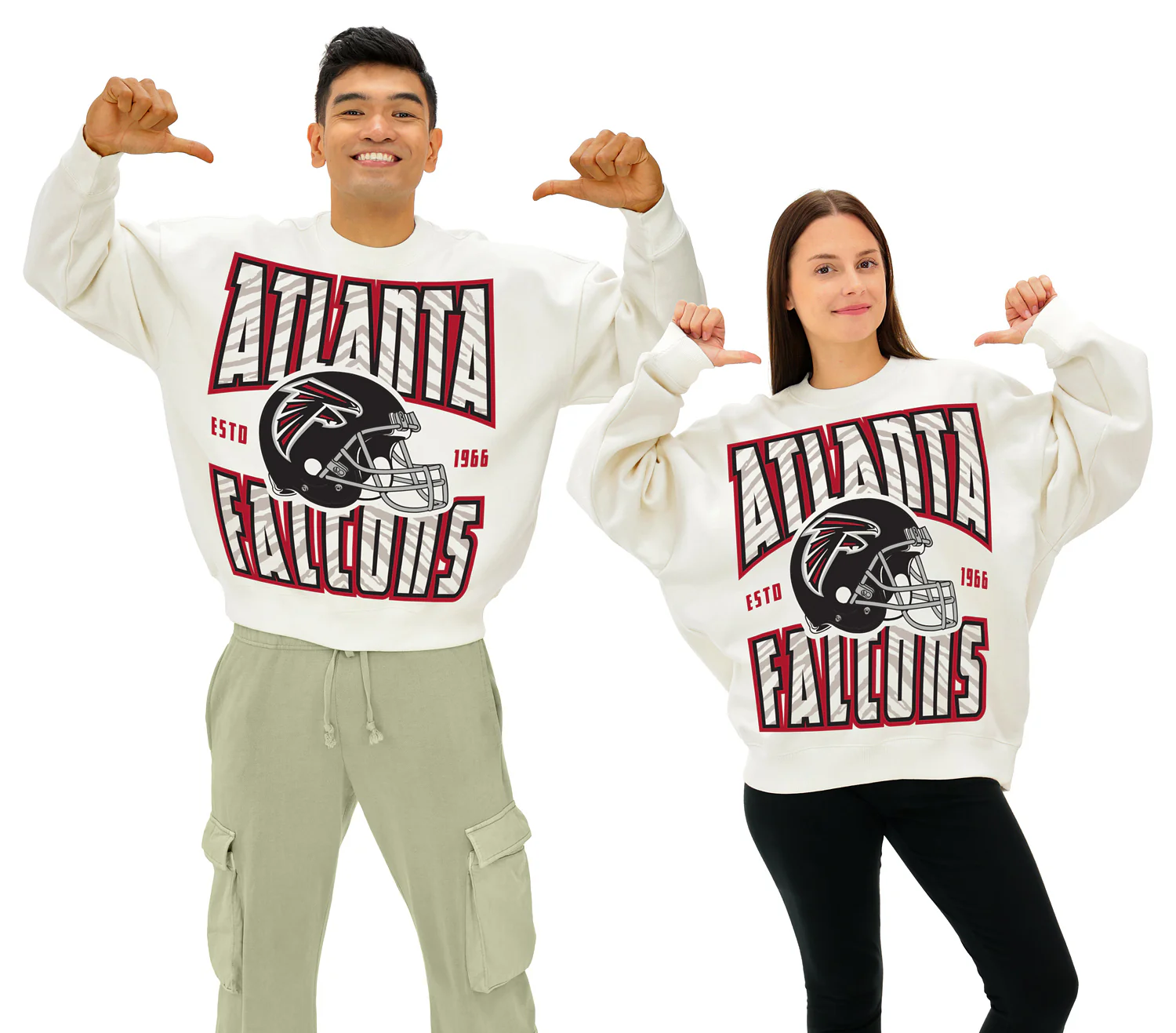 Zubaz NFL  UNISEX 90s Helmet Drop Shoulder Crewneck -Off White, ATLANTA FALCONS - Image 12