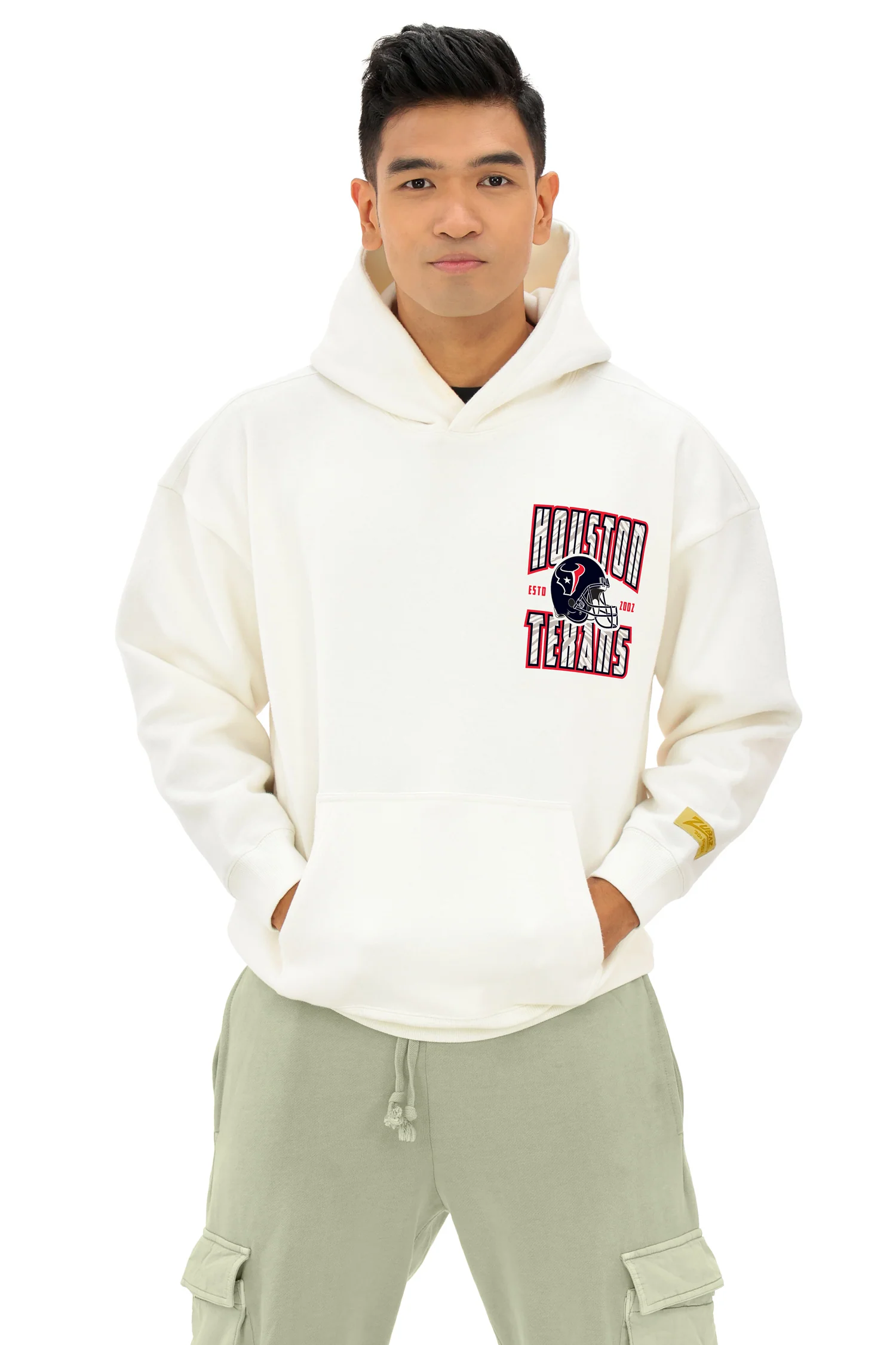 Zubaz NFL  UNISEX 90s Helmet Drop Shoulder Hoodies-Off White, HOUSTON TEXANS - Image 17