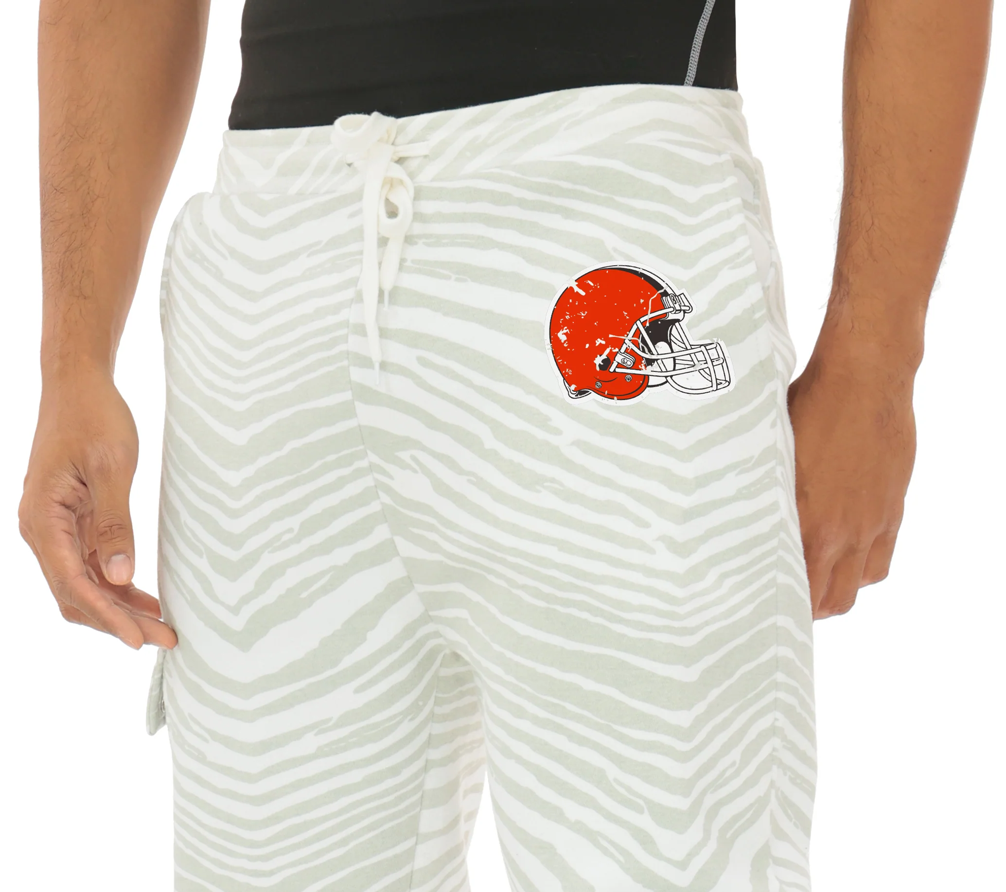 Zubaz NFL  UNISEX 90s Team Cargo Joggers - Zebra 2 Color, CLEVELAND BROWNS - Image 9