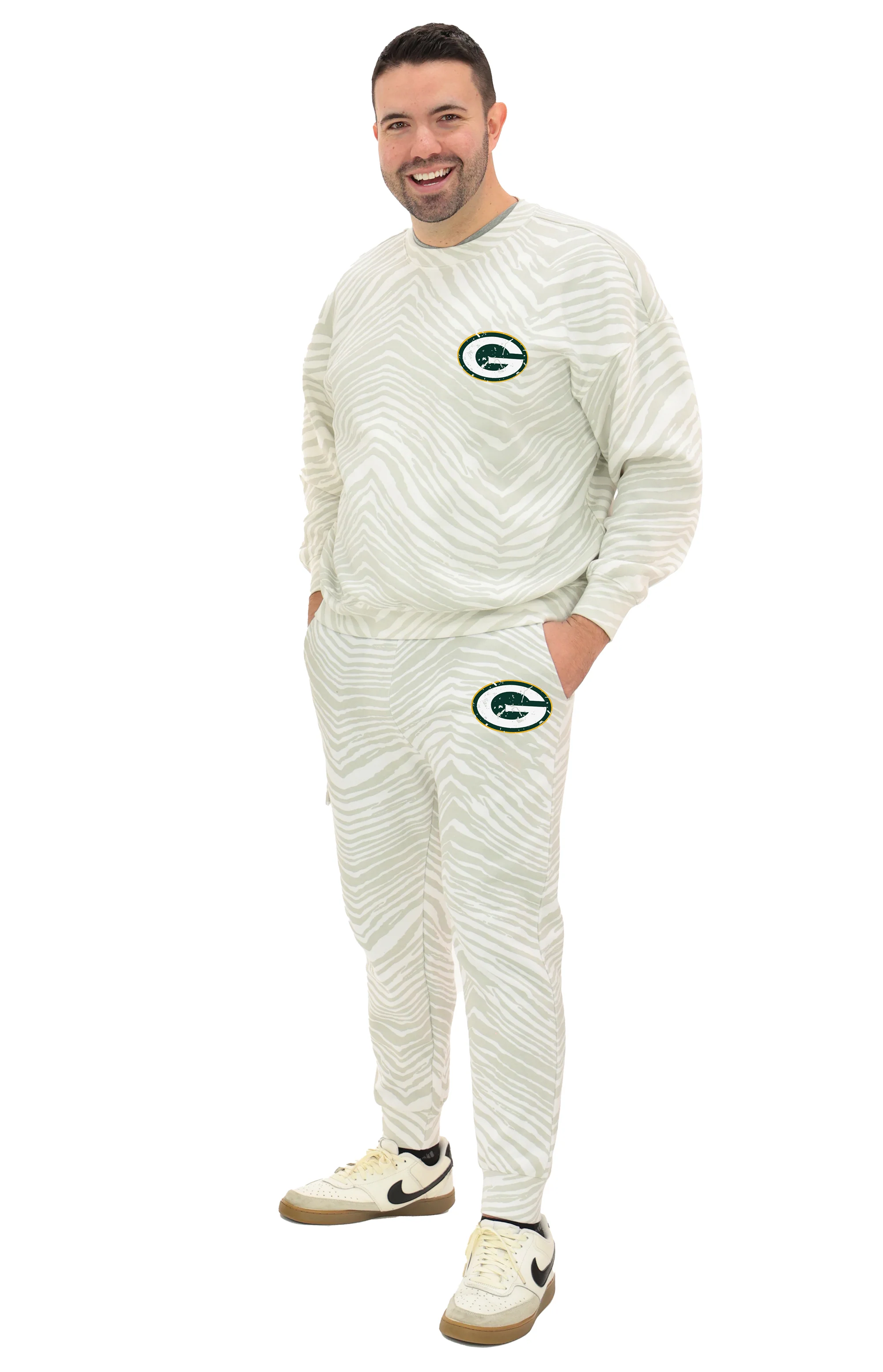 Zubaz NFL UNISEX 90s Team Cargo Joggers - Zebra 2 Color, GREEN BAY PACKERS - Image 3