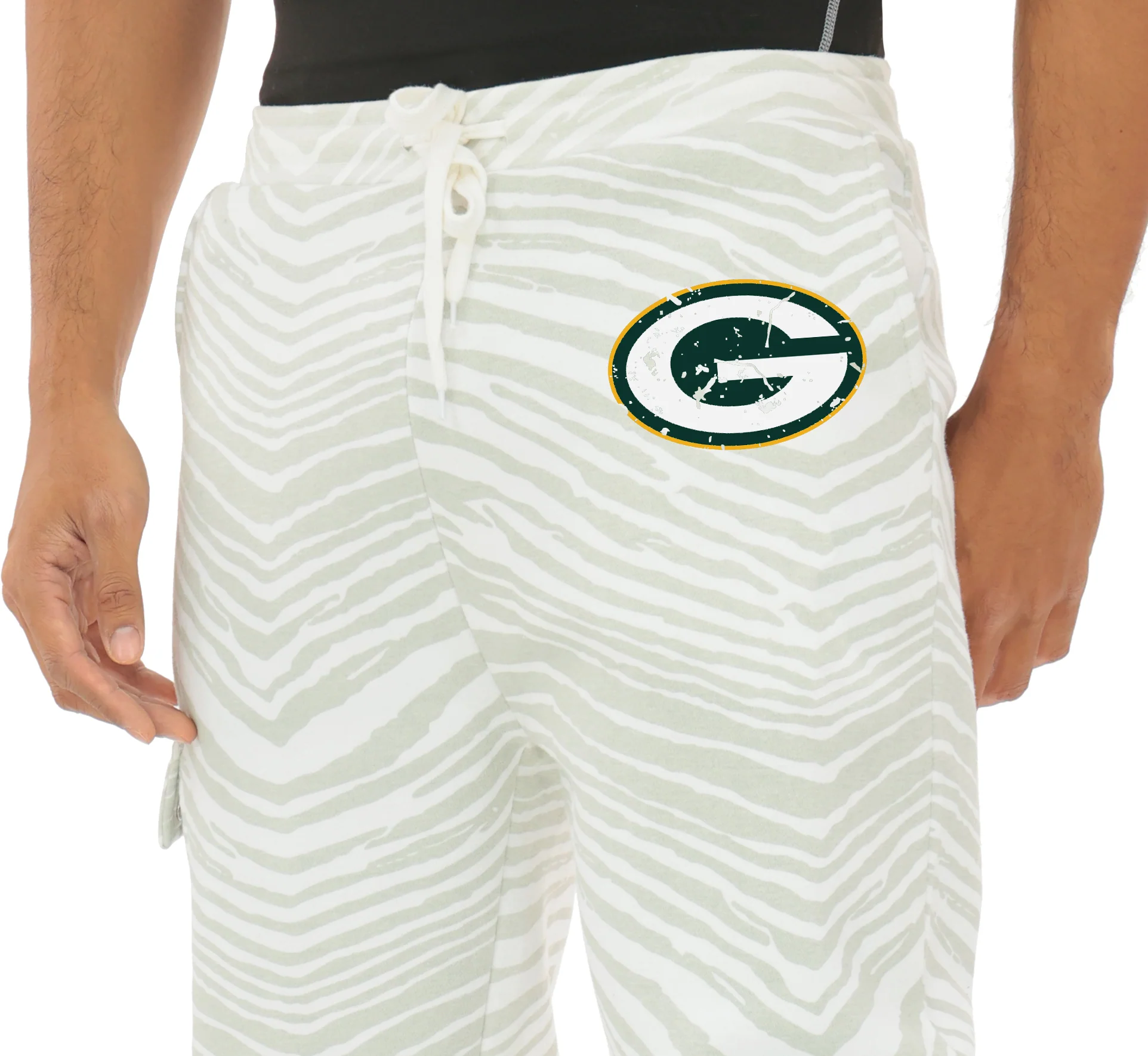 Zubaz NFL UNISEX 90s Team Cargo Joggers - Zebra 2 Color, GREEN BAY PACKERS - Image 9