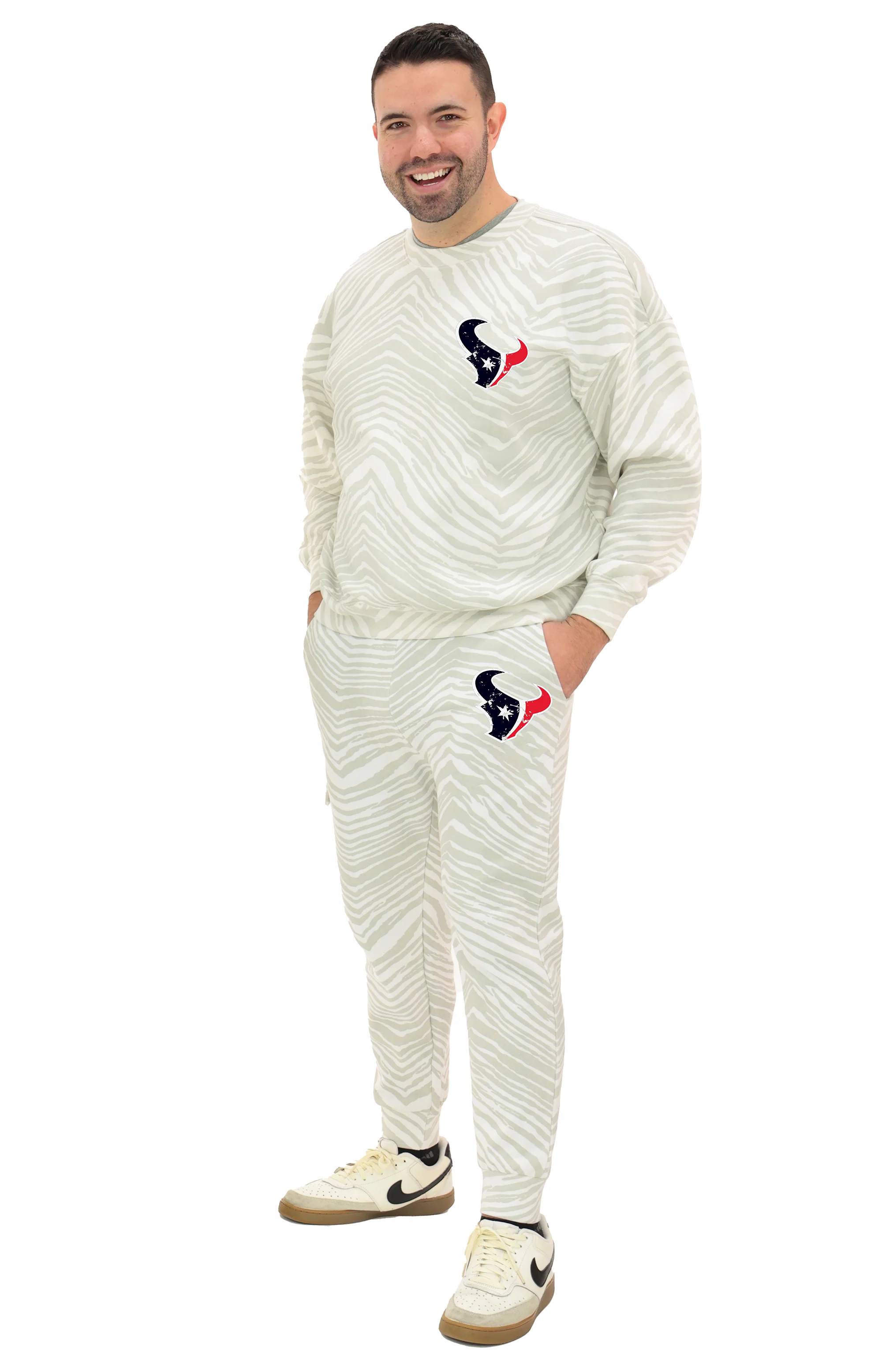 Zubaz NFL UNISEX 90s Team Cargo Joggers - Zebra 2 Color, HOUSTON TEXANS - Image 10