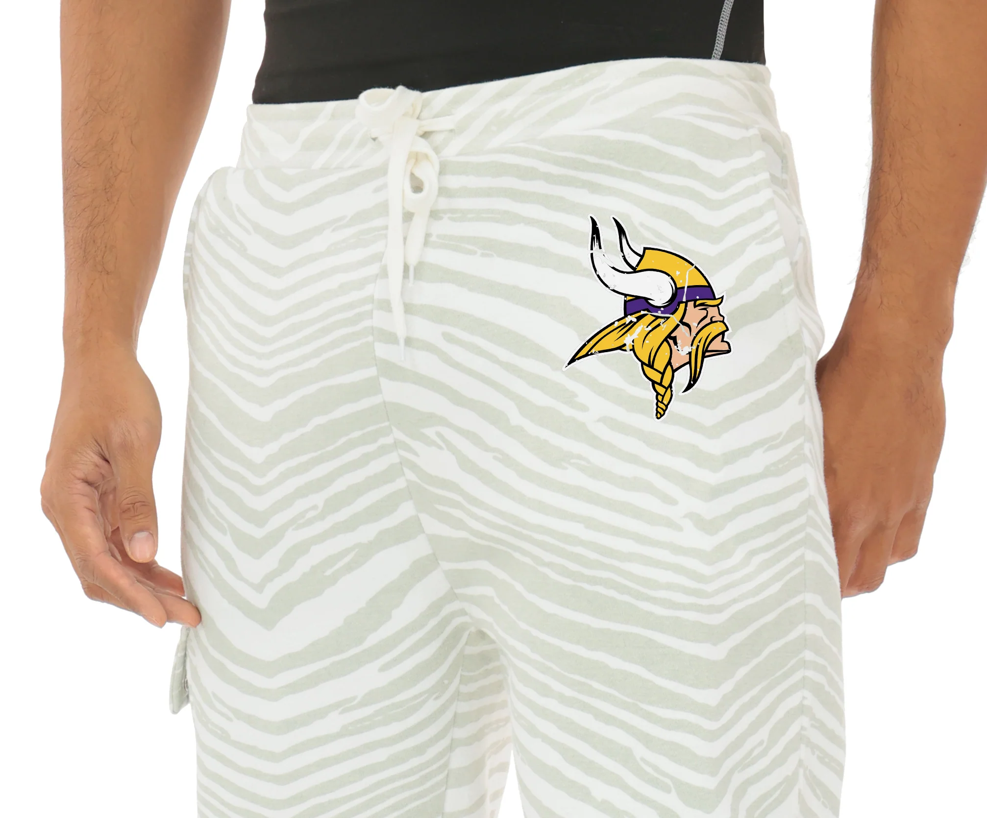 Zubaz NFL UNISEX 90s Team Cargo Joggers - Zebra 2 Color, MINNESOTA VIKINGS - Image 9