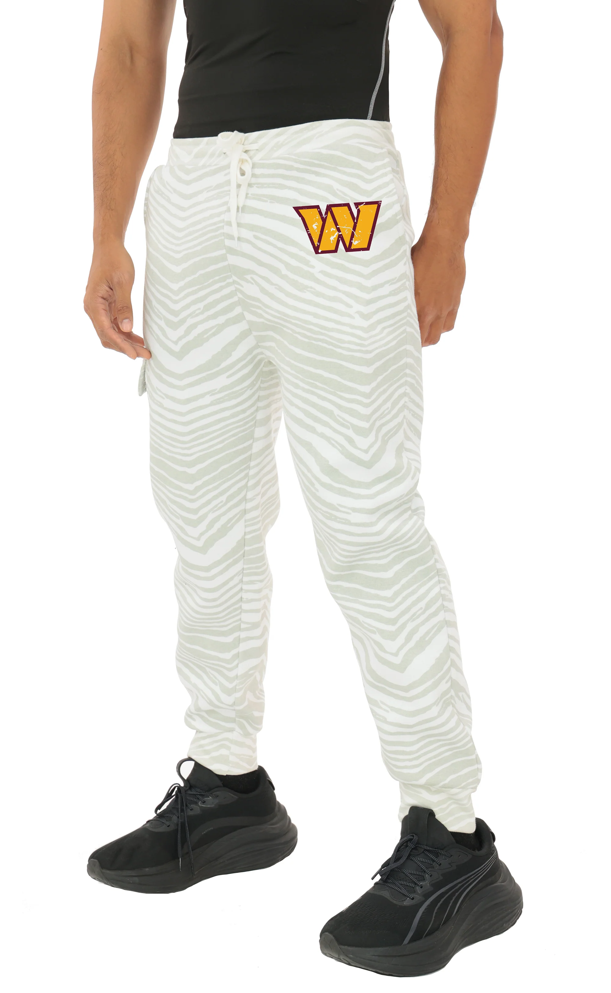 Zubaz NFL UNISEX 90s Team Cargo Joggers - Zebra 2 Color, WASHINGTON COMMANDERS - Image 56