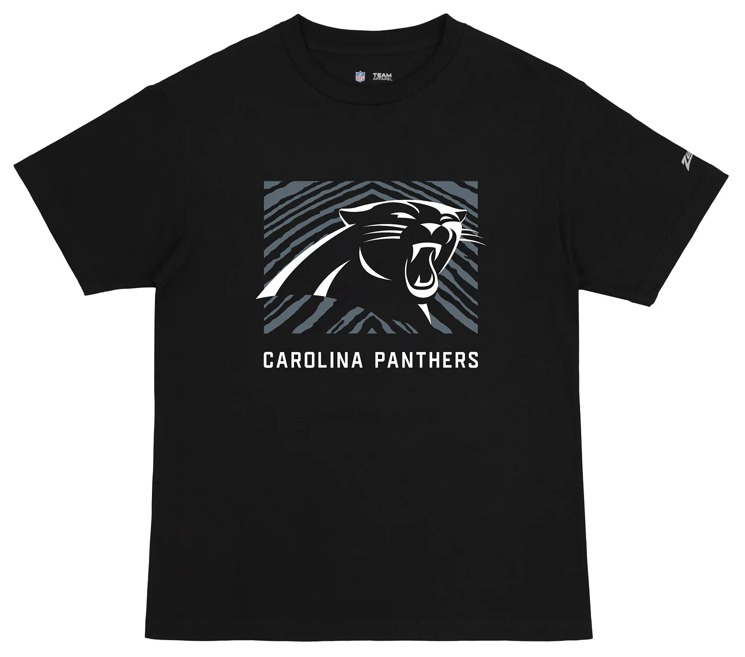 Zubaz NFL Unisex Cotton Heavyweight Short Sleeve T-shirt Black With Grey Tonal Zebra Square Logo for Men and Women, Carolina Panthers - Image 3