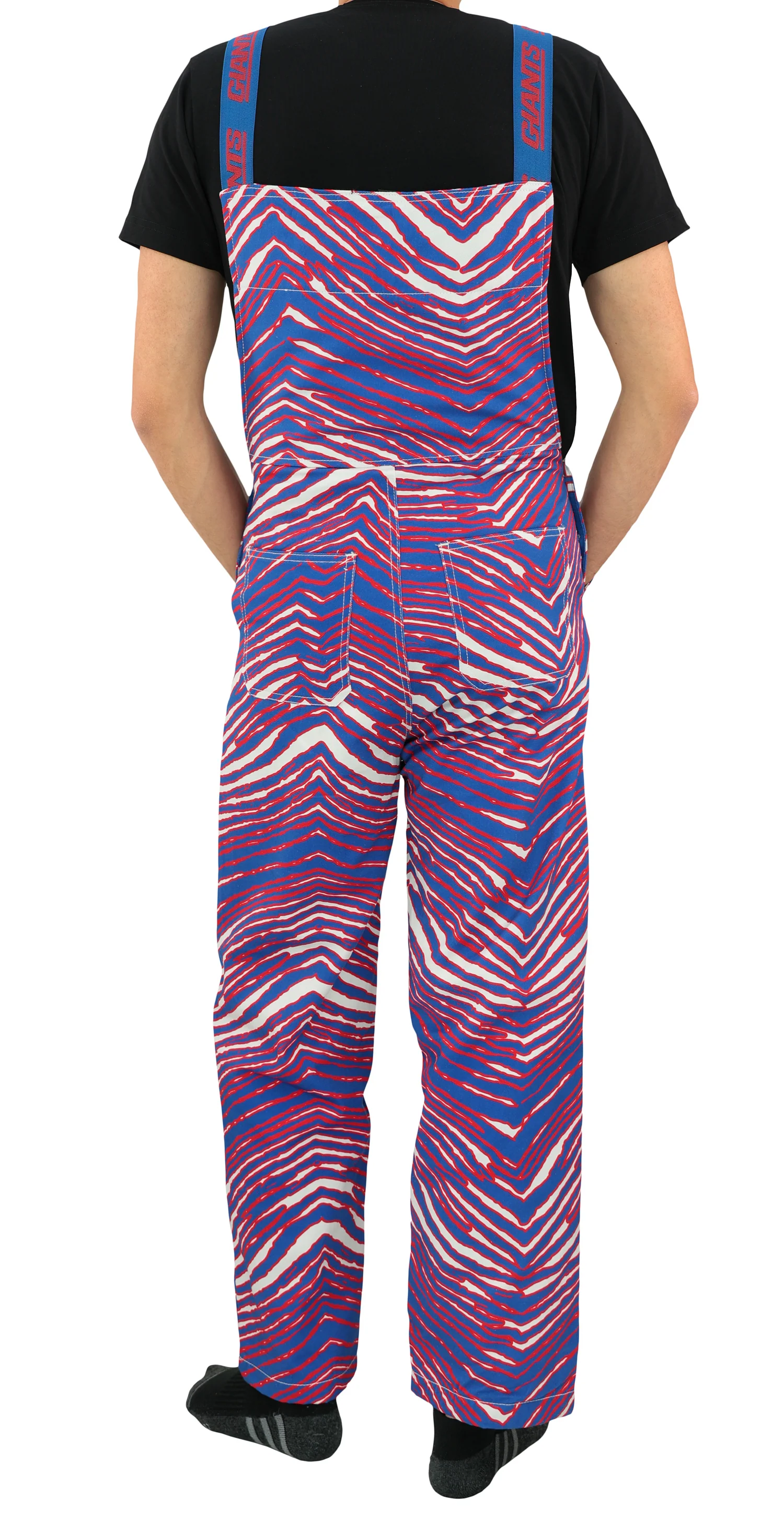 Zubaz NFL Unisex Zebra Lined Bib Overalls for Adult Men and Women, New York Giants - Image 4