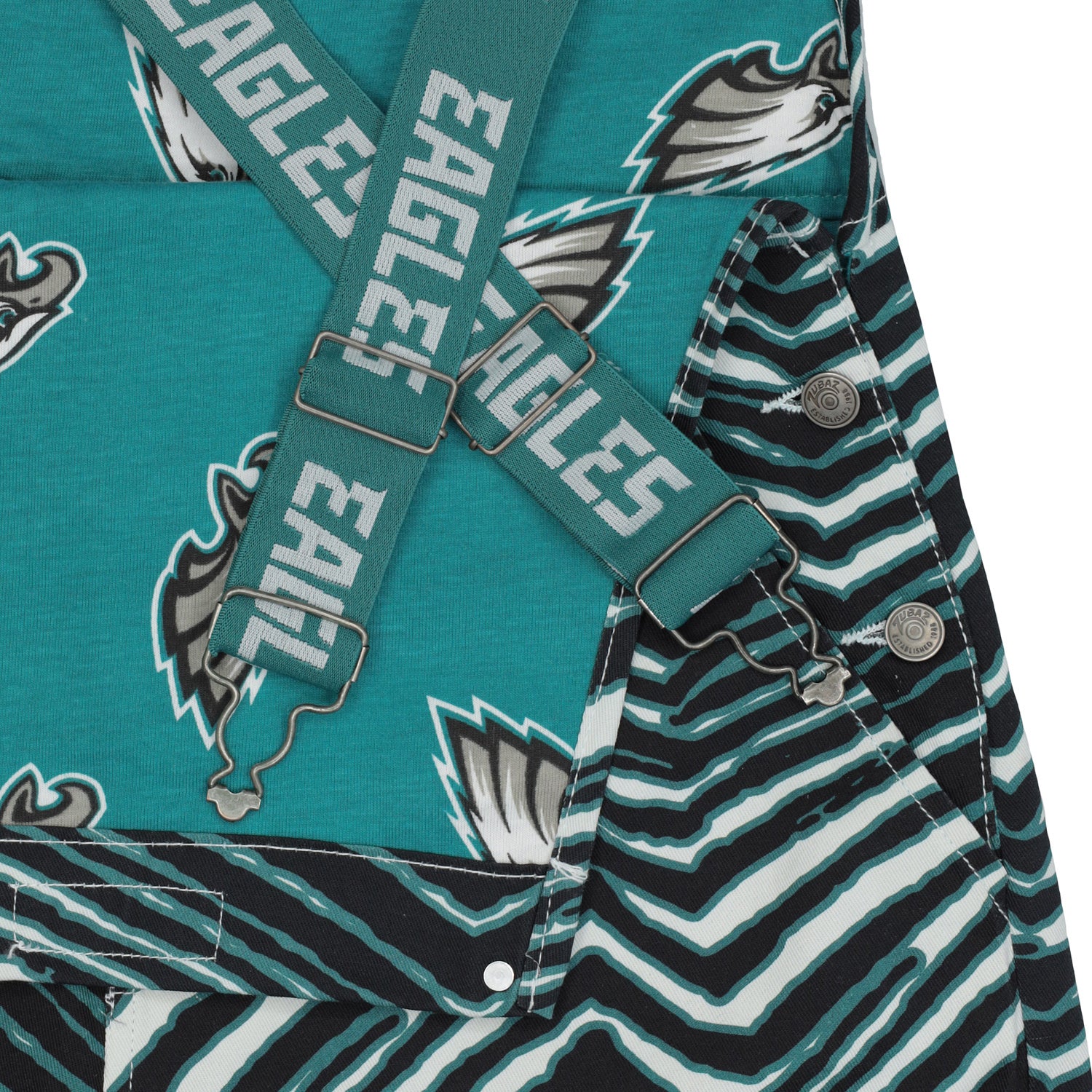 Zubaz NFL Unisex Zebra Lined Bib Overalls for Adult Men and Women, Philadelphia Eagles - Image 3