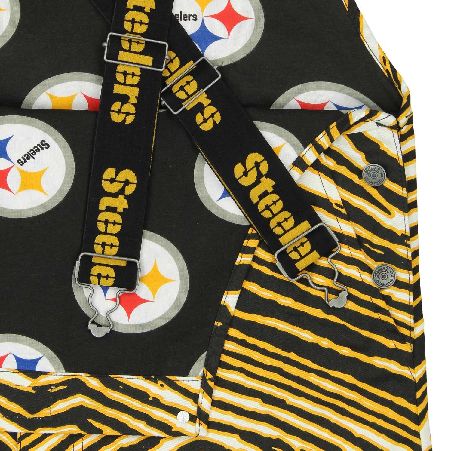 Zubaz NFL Unisex Zebra Lined Bib Overalls for Adult Men and Women, Pittsburgh Steelers - Image 5