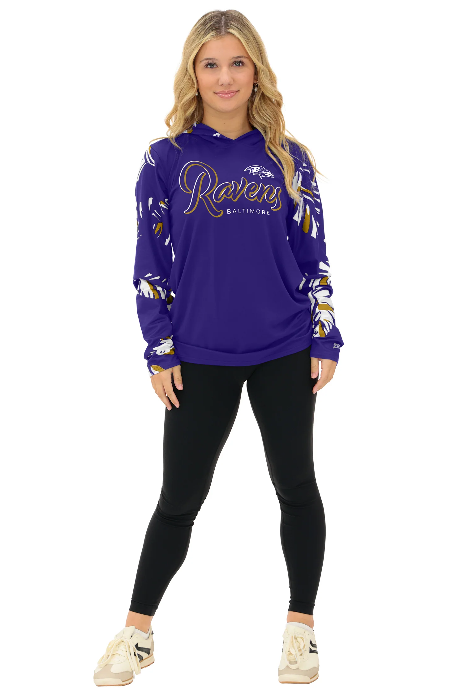Zubaz NFL  WOMEN Casual Script Leaf Accent Lightweight Hoodie, BALTIMORE RAVENS - Image 39