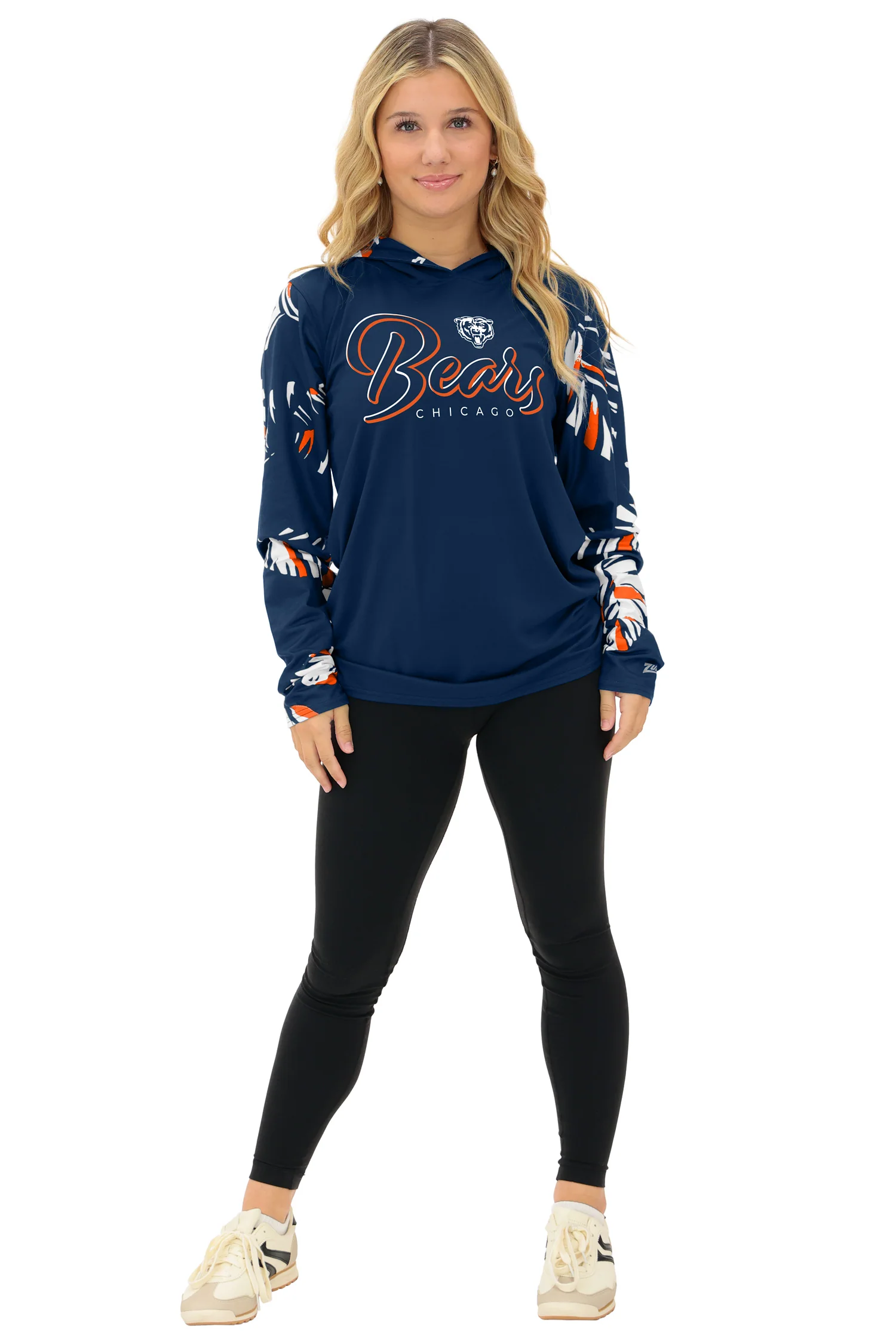 Zubaz NFL  WOMEN Casual Script Leaf Accent Lightweight Hoodie, CHICAGO BEARS - Image 14