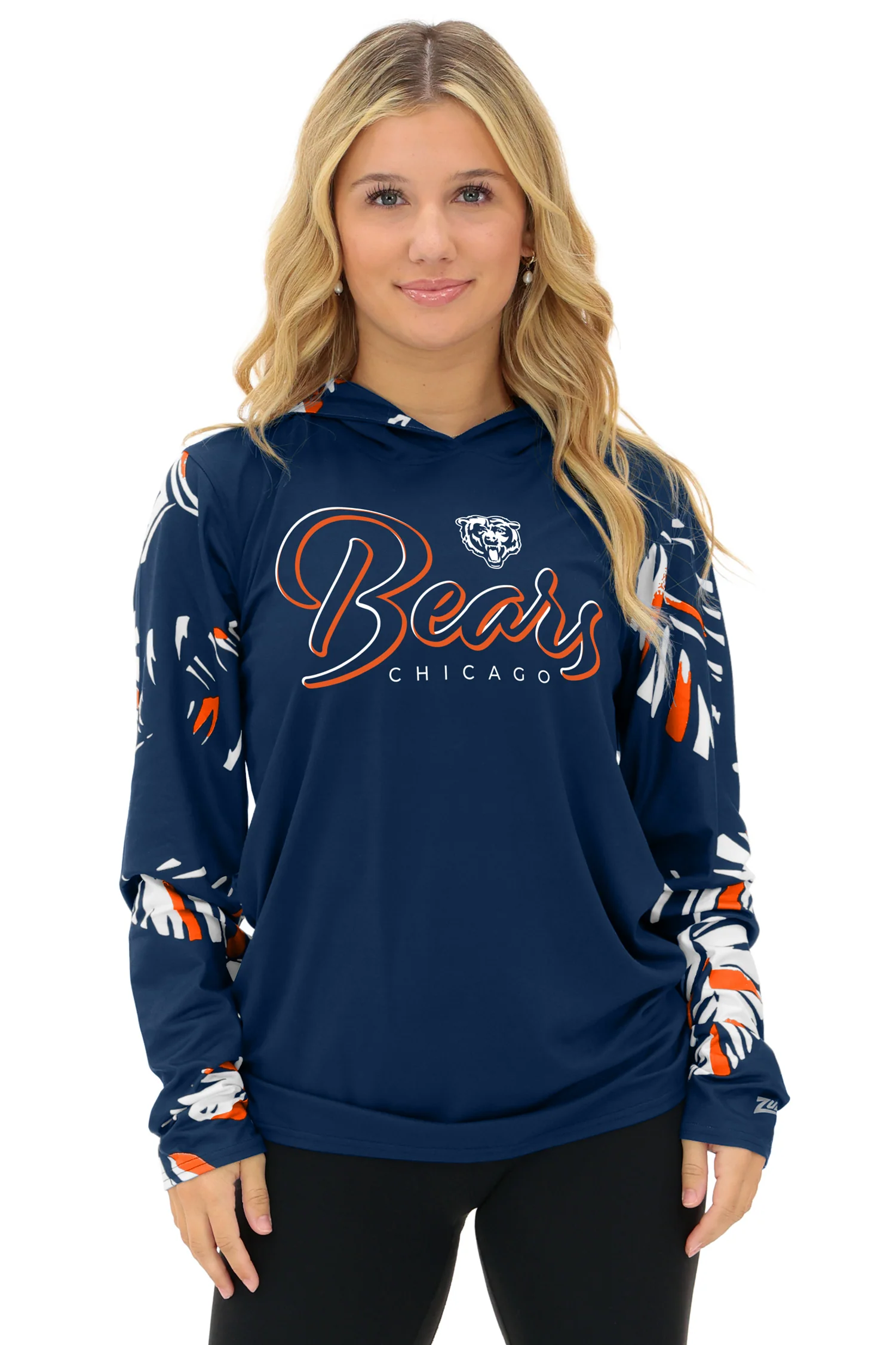 Zubaz NFL  WOMEN Casual Script Leaf Accent Lightweight Hoodie, CHICAGO BEARS - Image 25