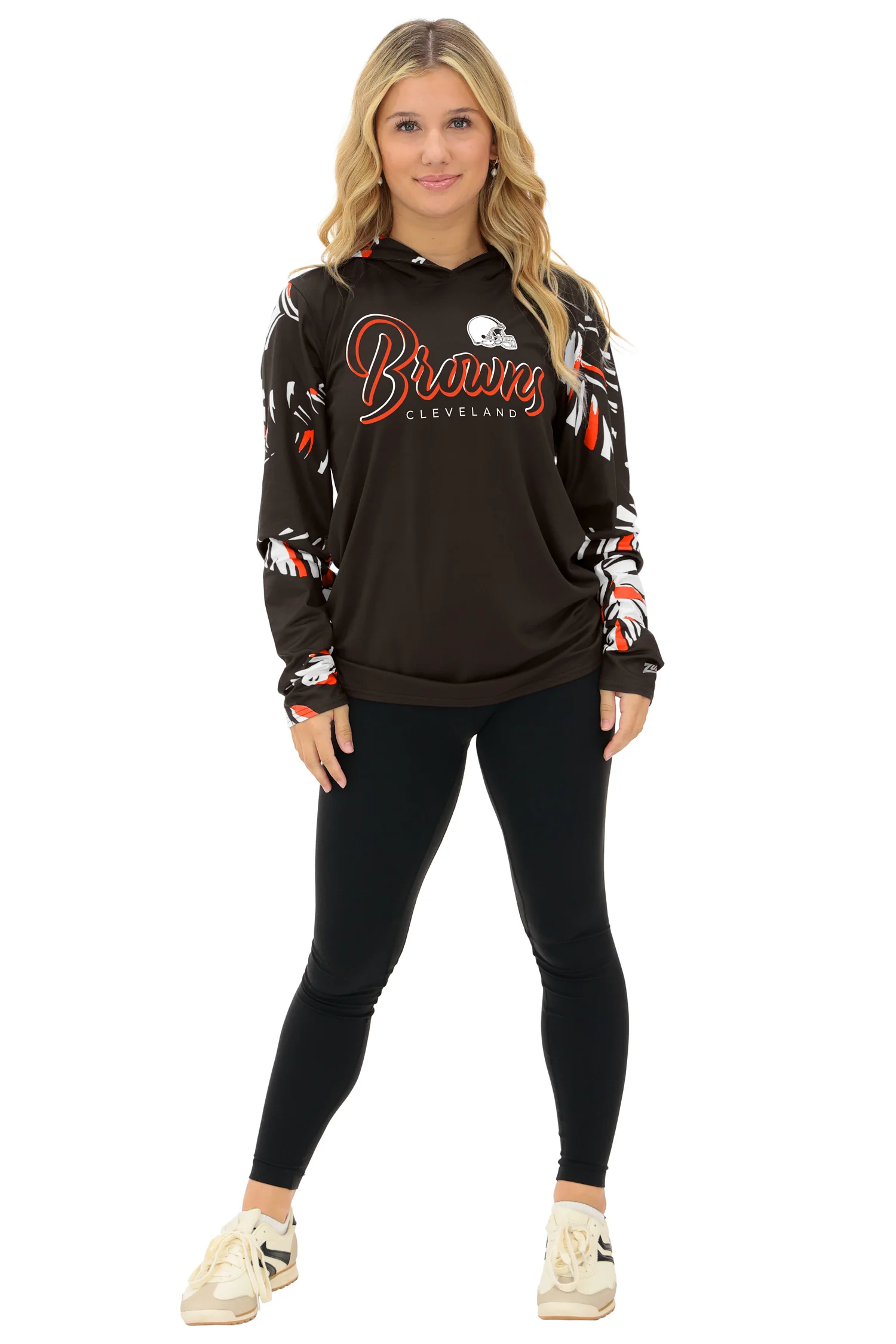 Zubaz NFL WOMEN Casual Script Leaf Accent Lightweight Hoodie, CLEVELAND BROWNS - Image 20