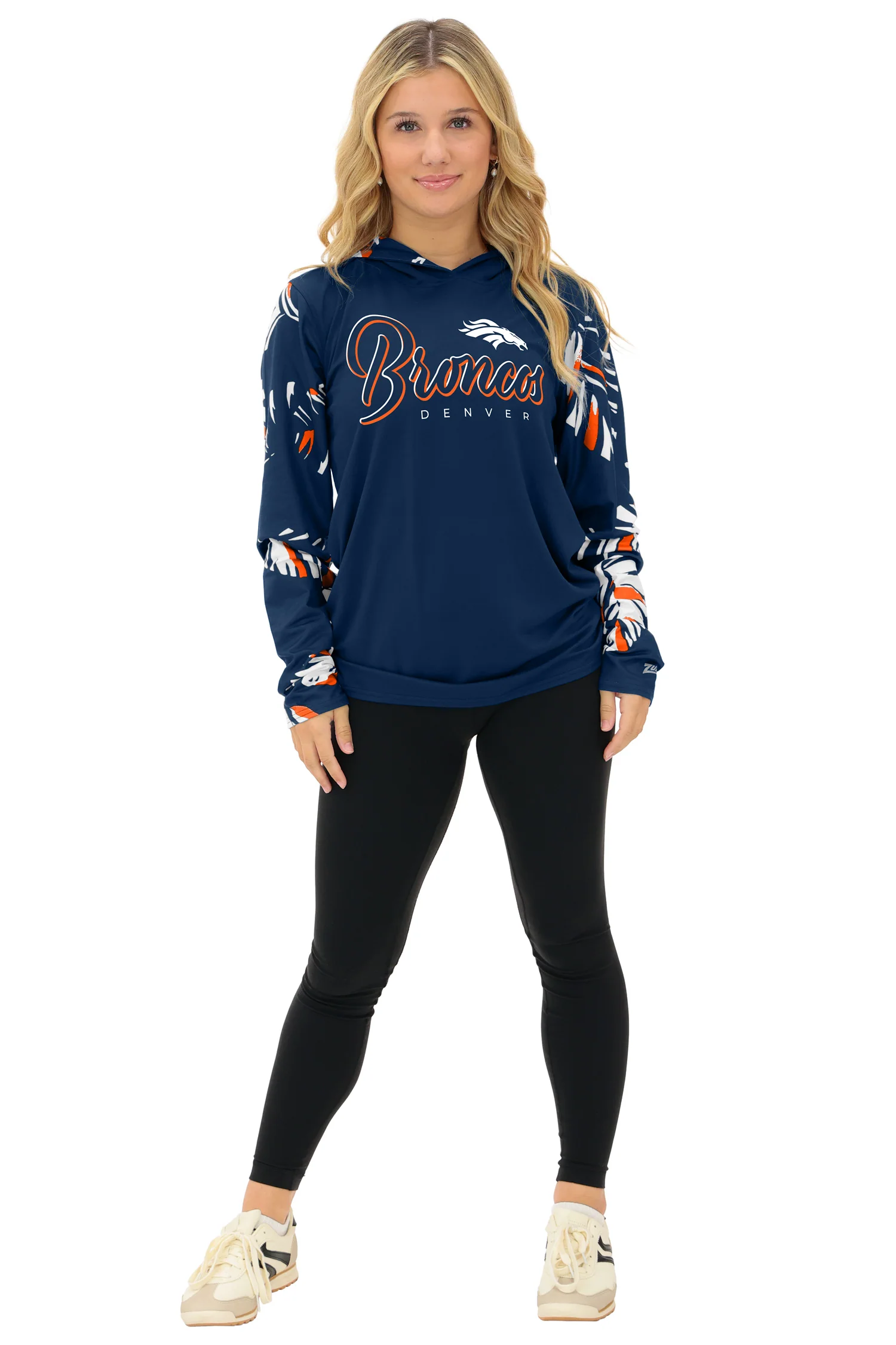 Zubaz NFL  WOMEN Casual Script Leaf Accent Lightweight Hoodie, DENVER BRONCOS - Image 14