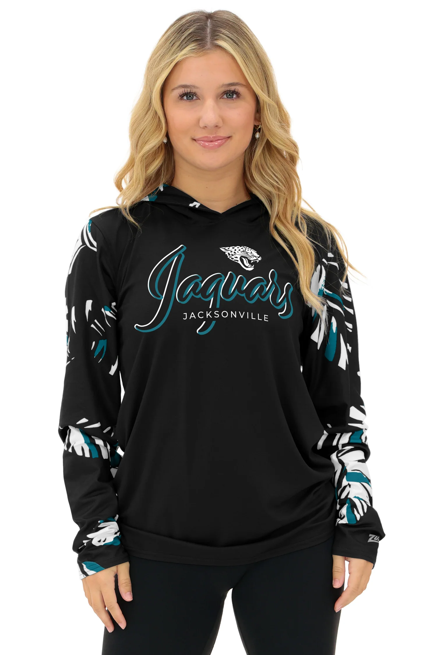 Zubaz NFL  WOMEN Casual Script Leaf Accent Lightweight Hoodie, JACKSONVILLE JAGUARS - Image 25