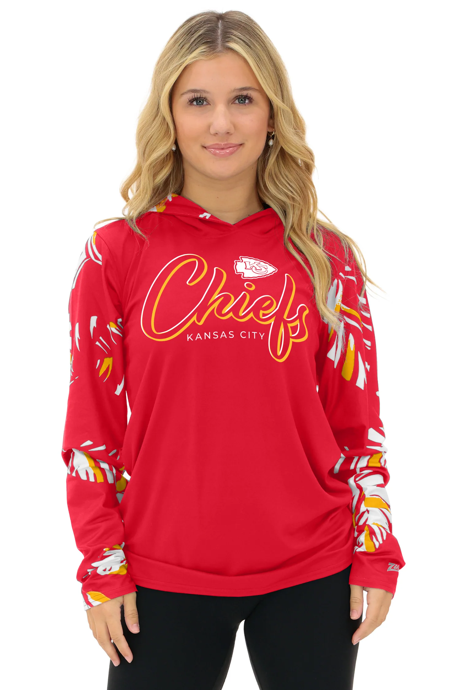 Zubaz NFL  WOMEN Casual Script Leaf Accent Lightweight Hoodie, KANSAS CITY CHIEFS - Image 25