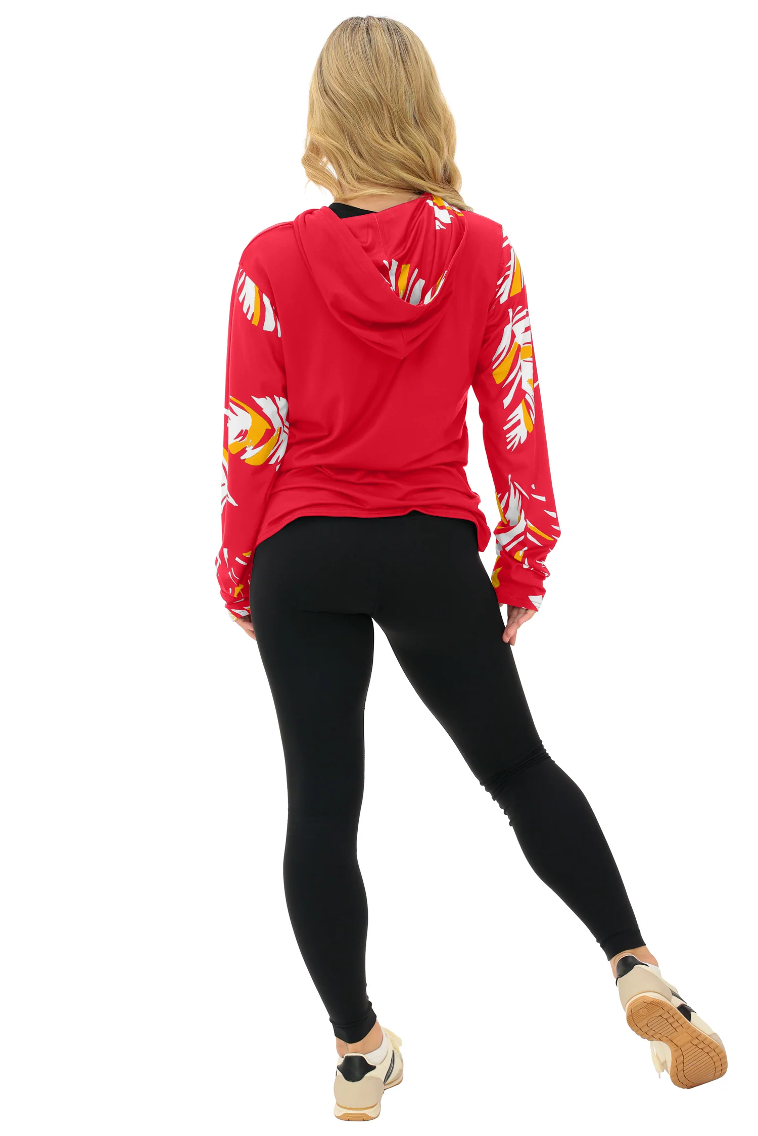 Zubaz NFL  WOMEN Casual Script Leaf Accent Lightweight Hoodie, KANSAS CITY CHIEFS - Image 3