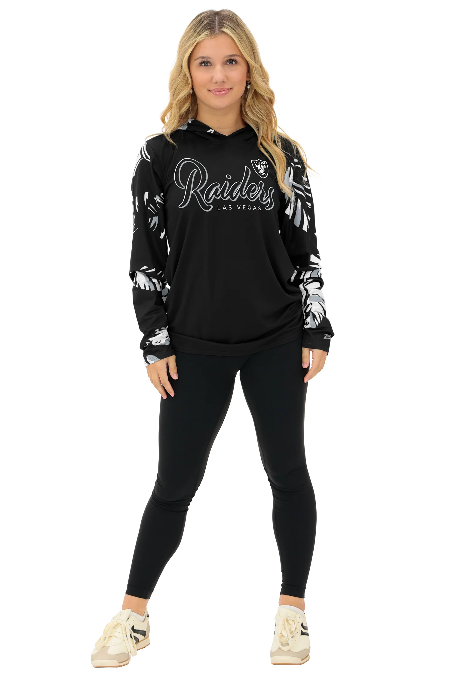 Zubaz NFL WOMEN Casual Script Leaf Accent Lightweight Hoodie, LAS VEGAS RAIDERS - Image 21