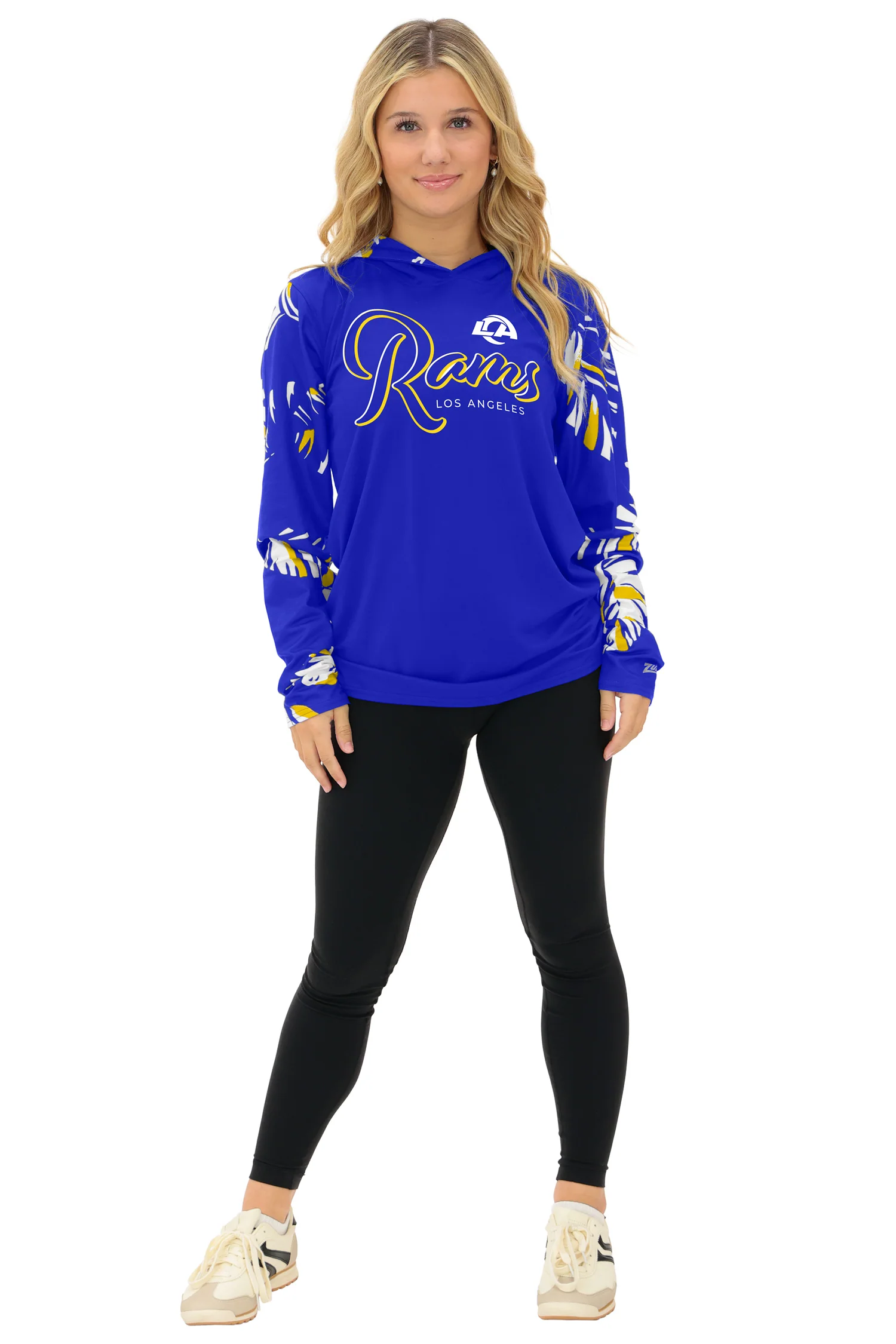 Zubaz NFL WOMEN Casual Script Leaf Accent Lightweight Hoodie, LOS ANGELES RAMS - Image 9
