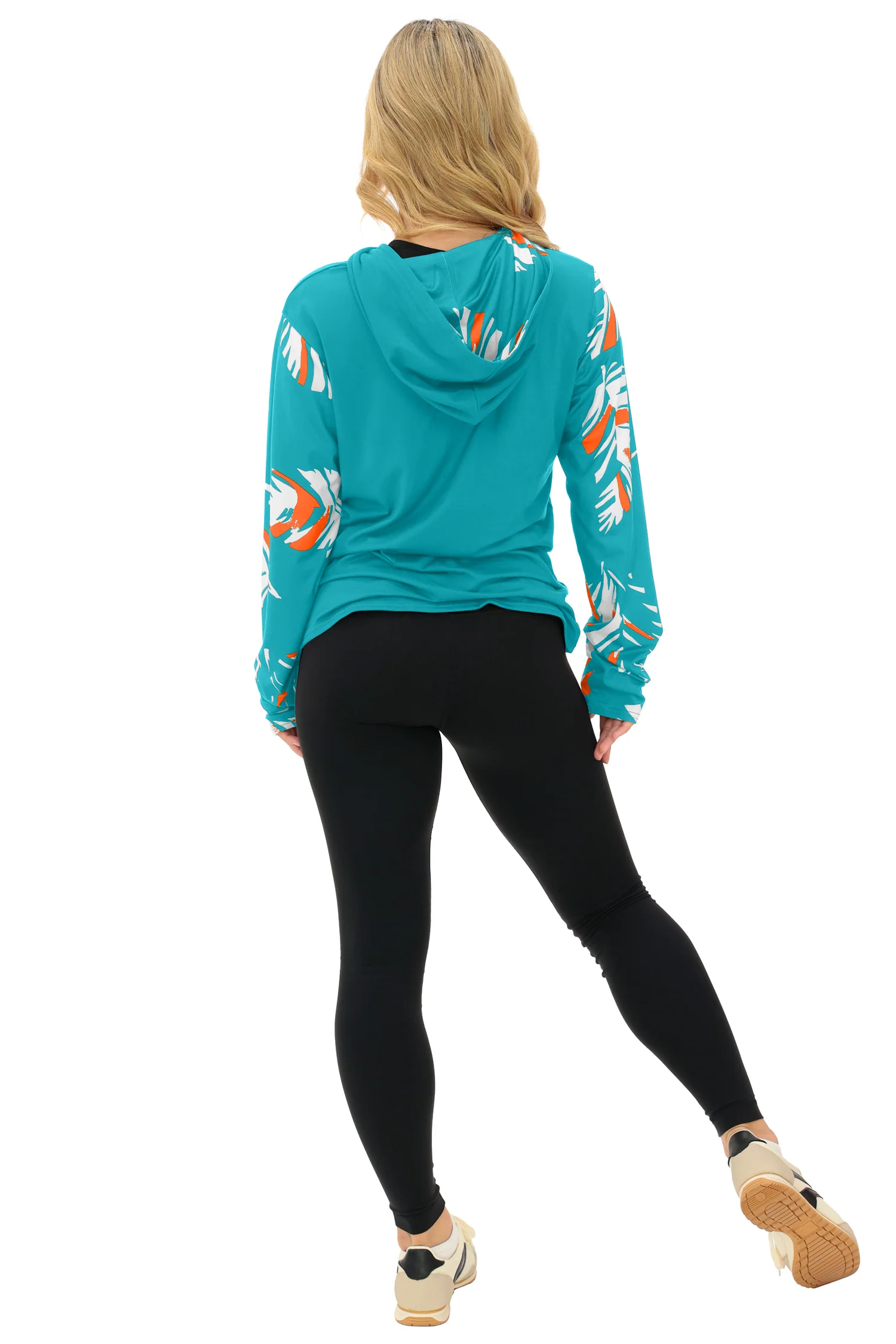 Zubaz NFL WOMEN Casual Script Leaf Accent Lightweight Hoodie, MIAMI DOLPHINS - Image 40