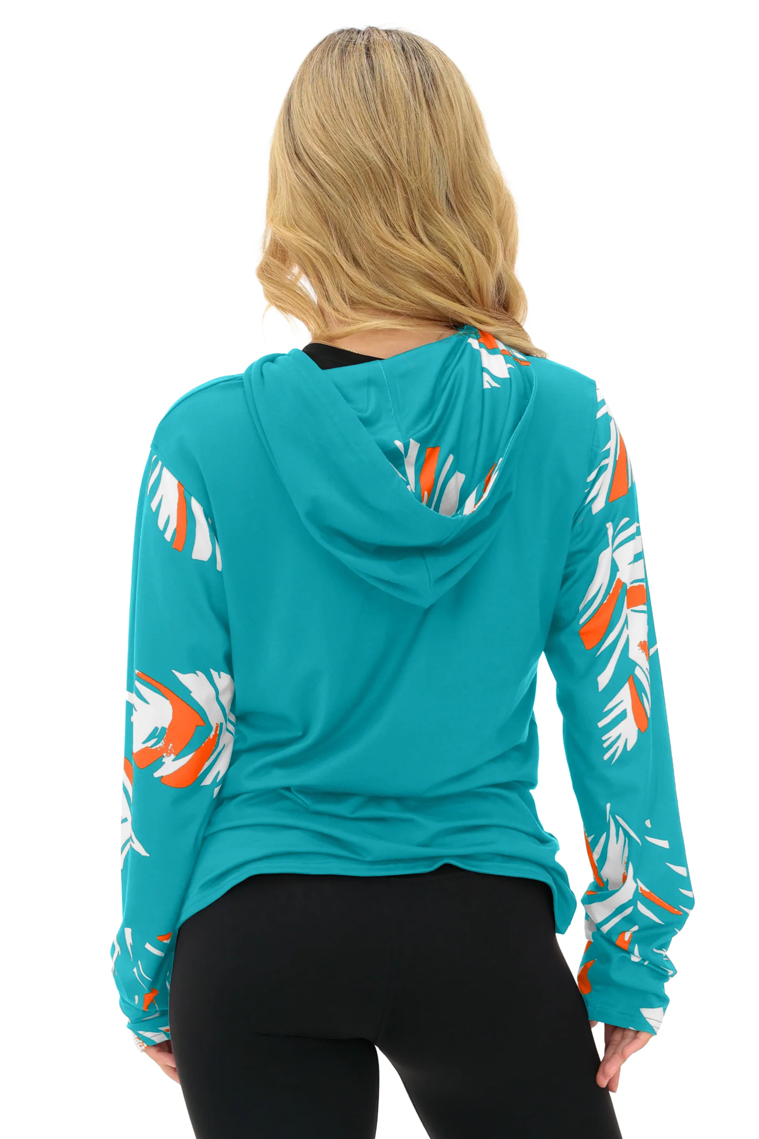Zubaz NFL WOMEN Casual Script Leaf Accent Lightweight Hoodie, MIAMI DOLPHINS - Image 41