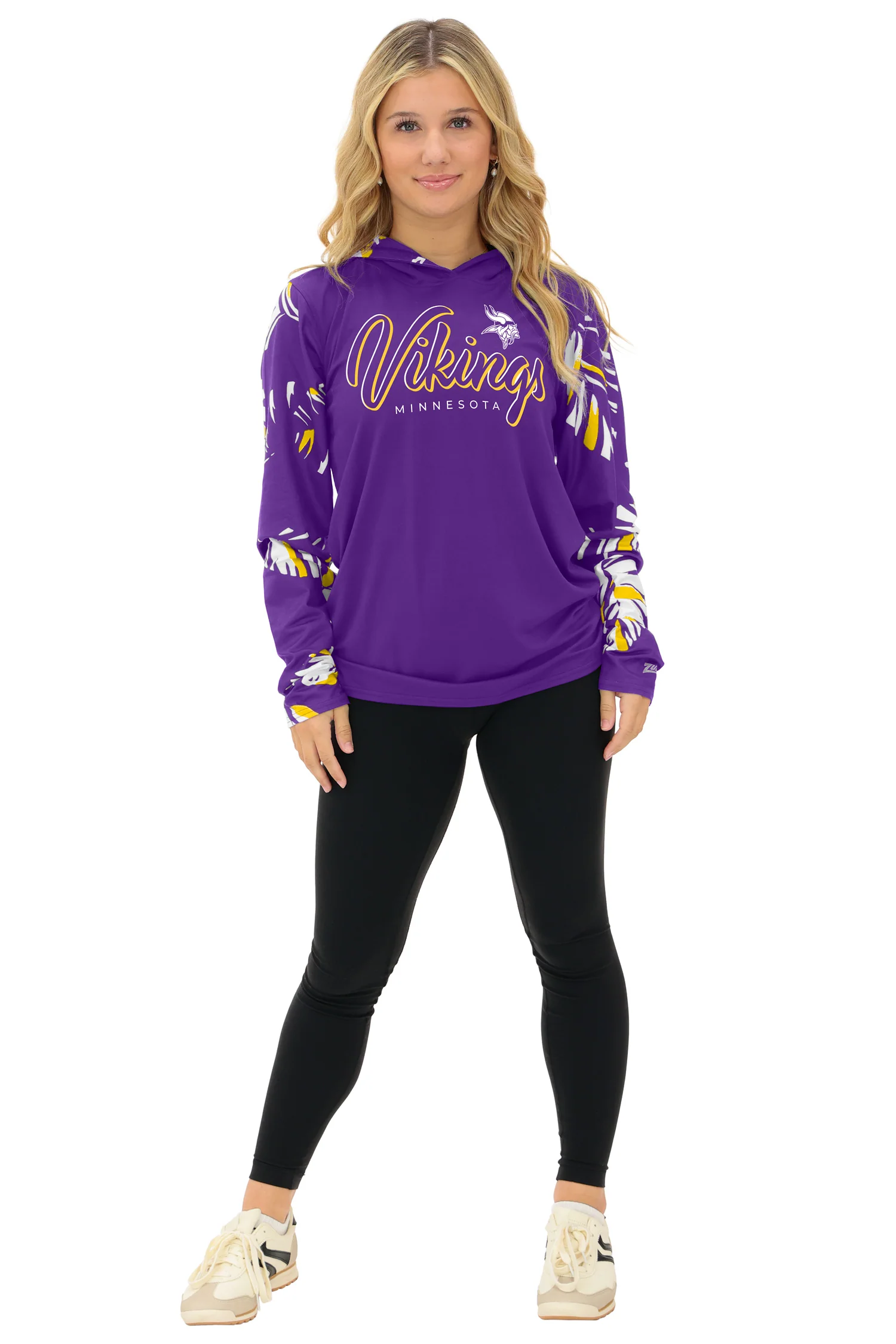Zubaz NFL  WOMEN Casual Script Leaf Accent Lightweight Hoodie, MINNESOTA VIKINGS - Image 33
