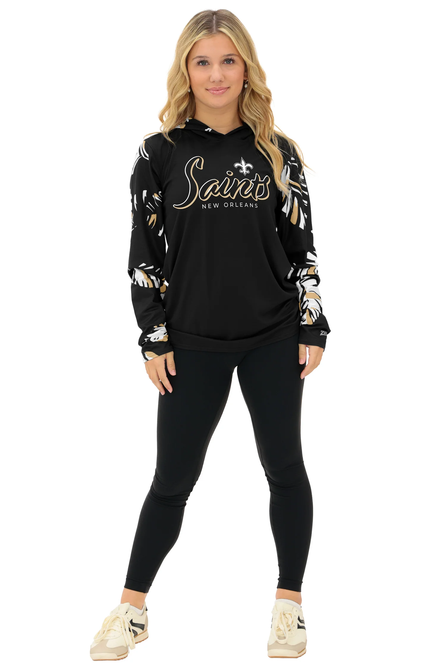 Zubaz NFL  WOMEN Casual Script Leaf Accent Lightweight Hoodie, NEW ORLEANS SAINTS - Image 15
