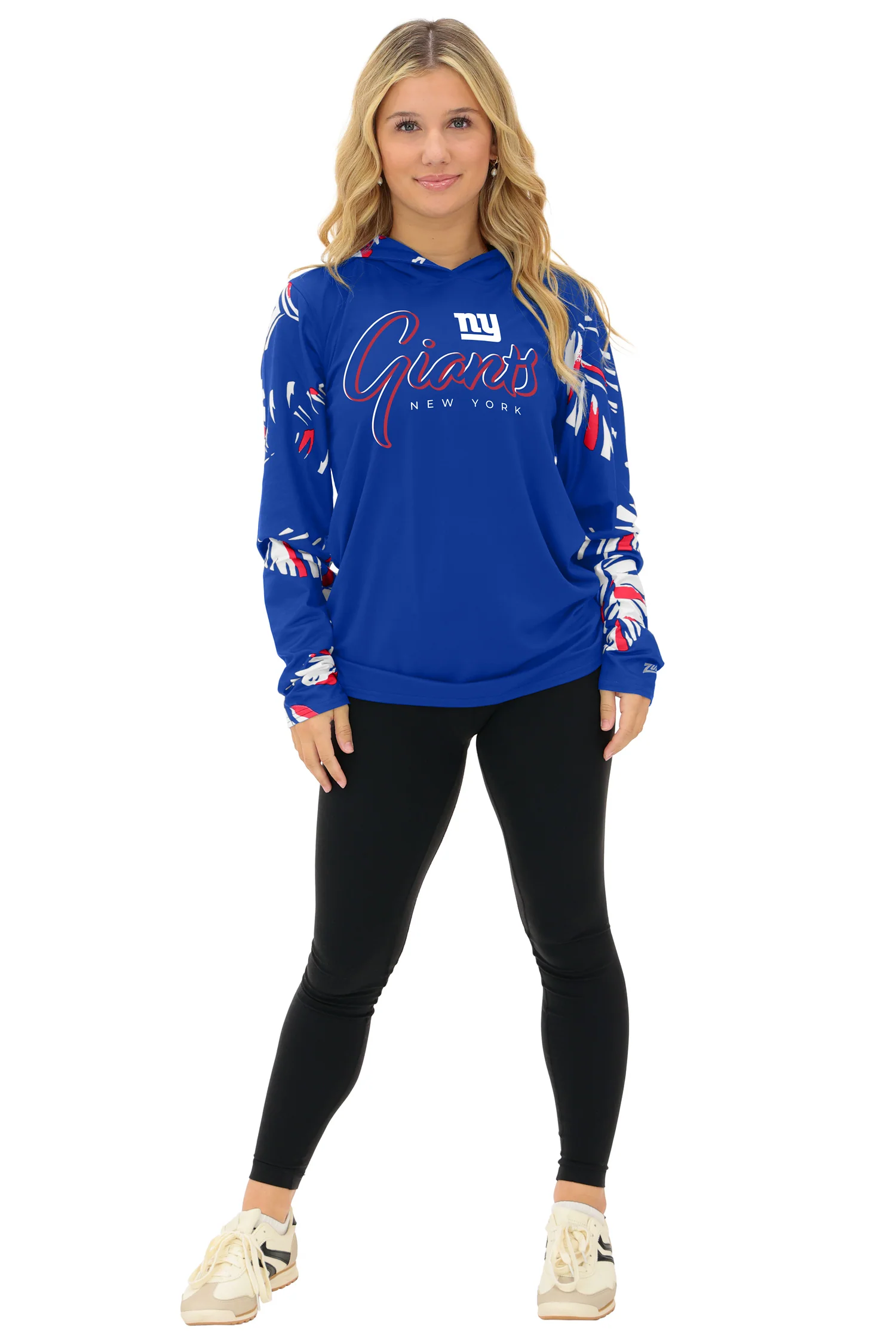 Zubaz NFL WOMEN Casual Script Leaf Accent Lightweight Hoodie, NEW YORK GIANTS - Image 3