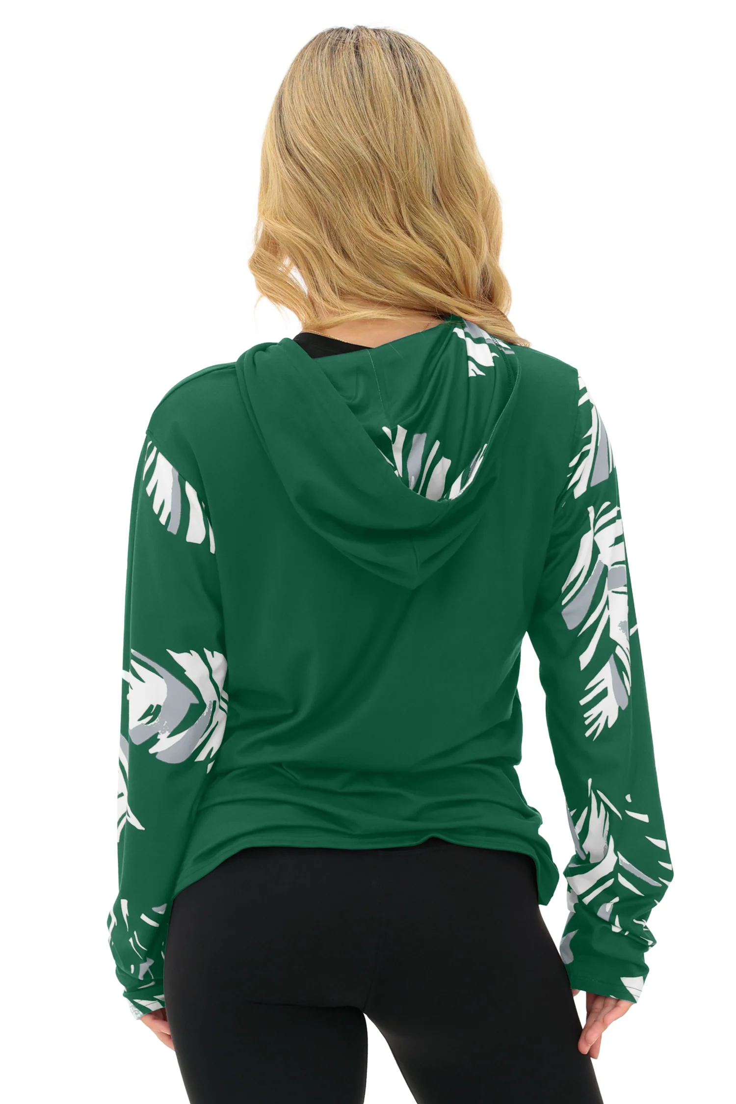 Zubaz NFL WOMEN Casual Script Leaf Accent Lightweight Hoodie, NEW YORK JETS - Image 5
