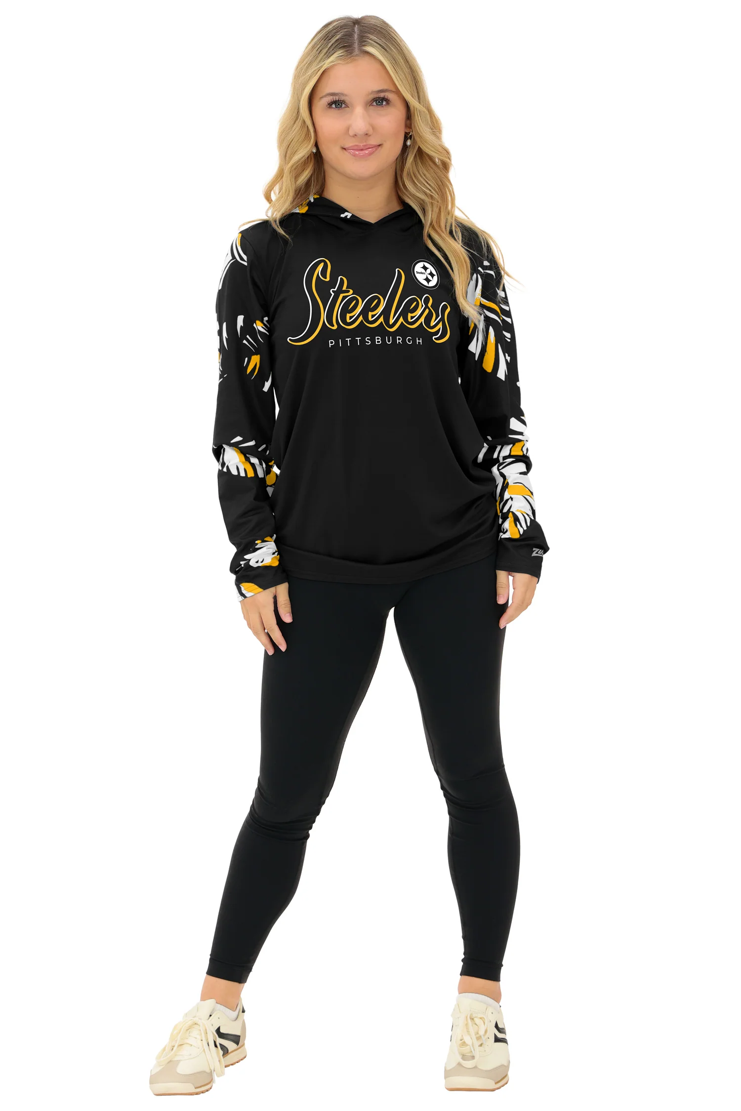 Zubaz NFL WOMEN Casual Script Leaf Accent Lightweight Hoodie, PITTSBURGH STEELERS - Image 27