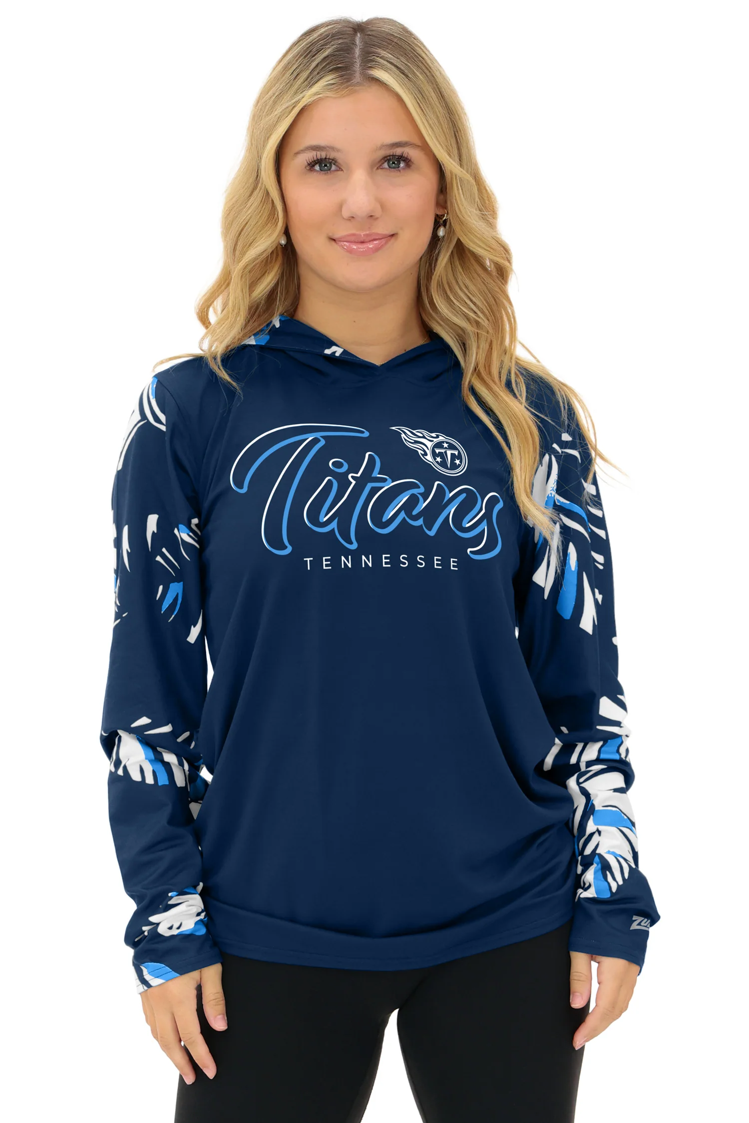 Zubaz NFL WOMEN Casual Script Leaf Accent Lightweight Hoodie, TENNESSEE TITANS - Image 44
