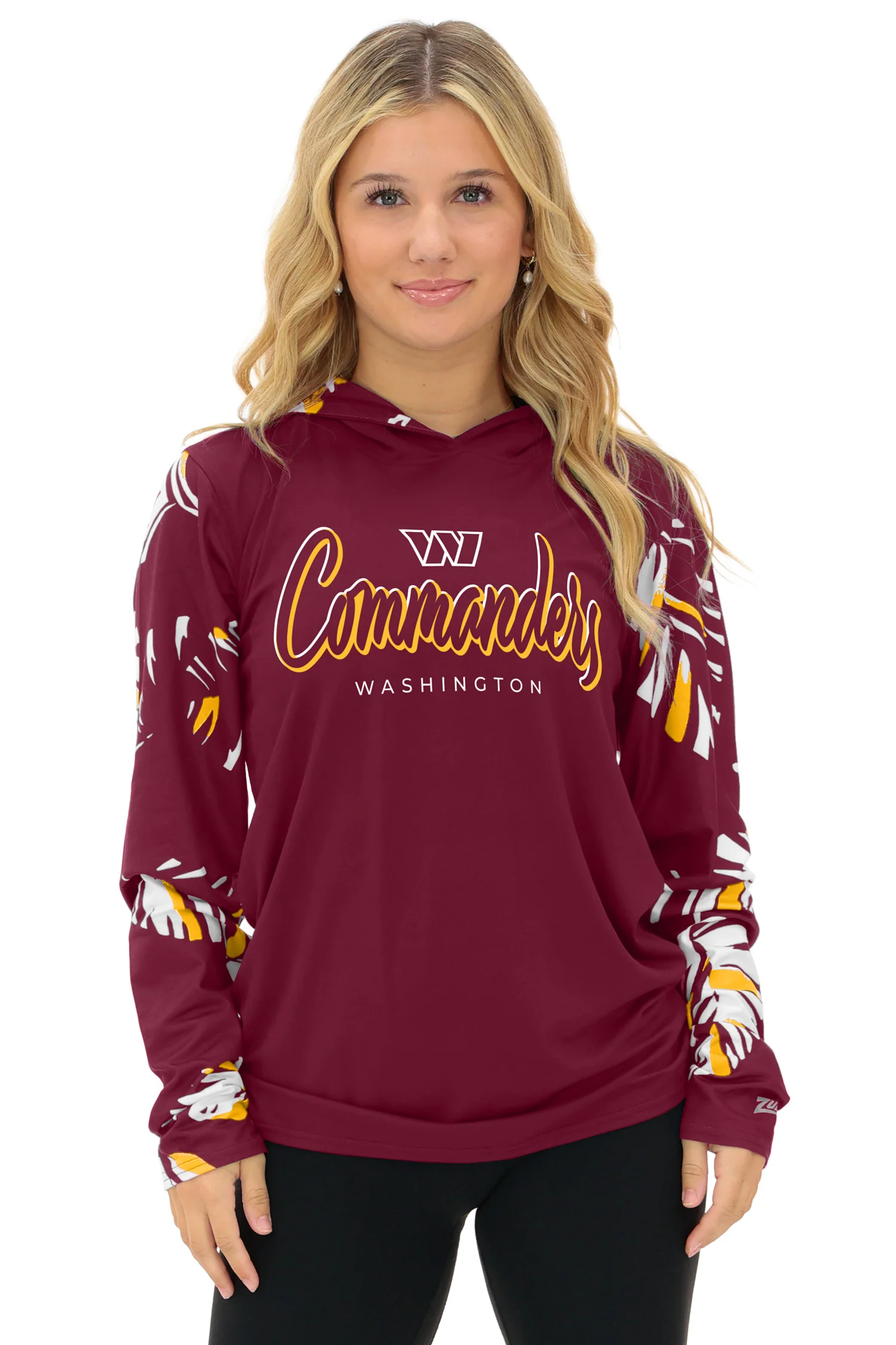 Zubaz NFL WOMEN Casual Script Leaf Accent Lightweight Hoodie, WASHINGTON COMMANDERS - Image 20