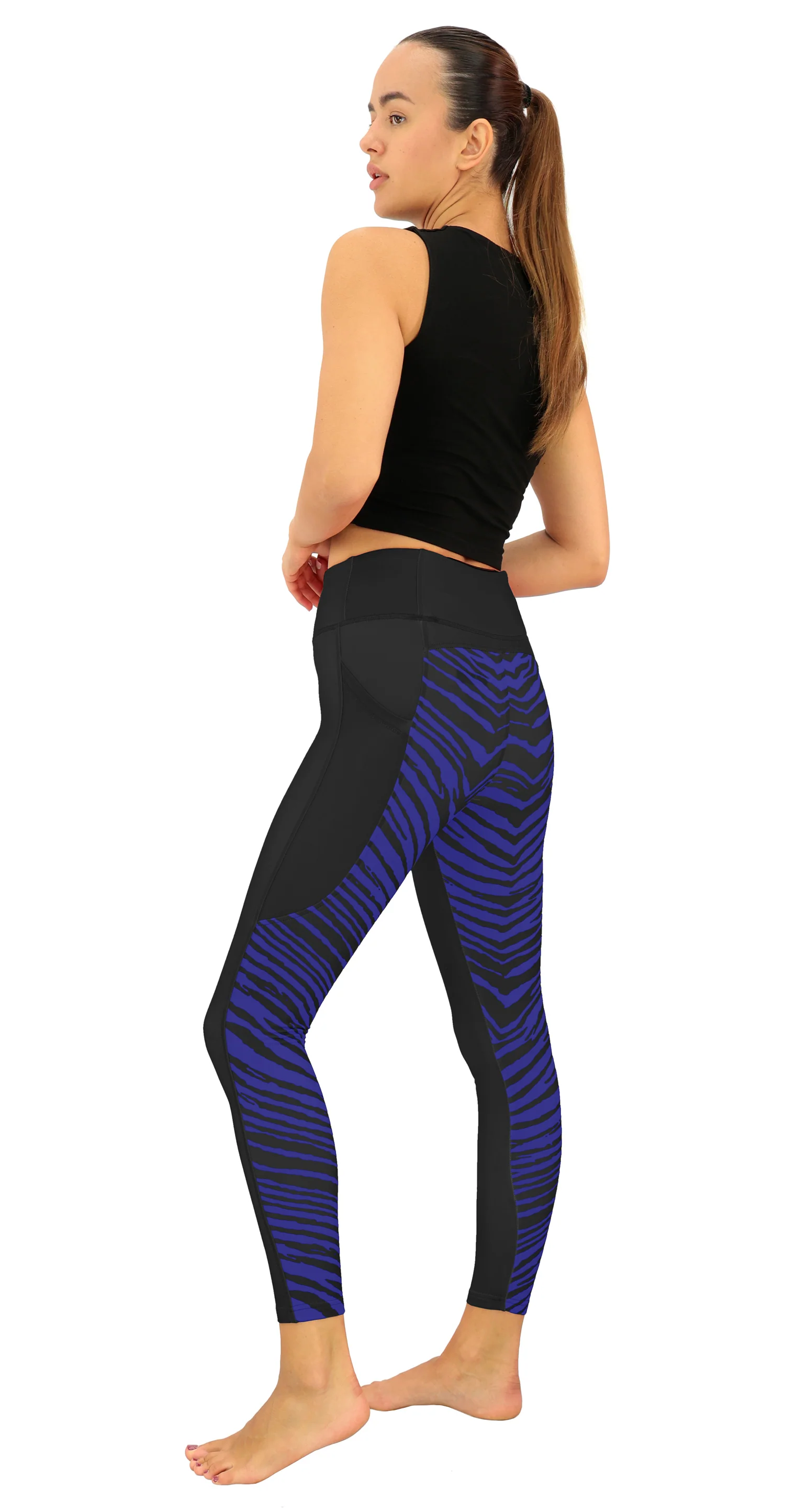 Zubaz NFL Women's 2 Color Zebra Fleece Lined Leggings, Baltimore Ravens - Image 2
