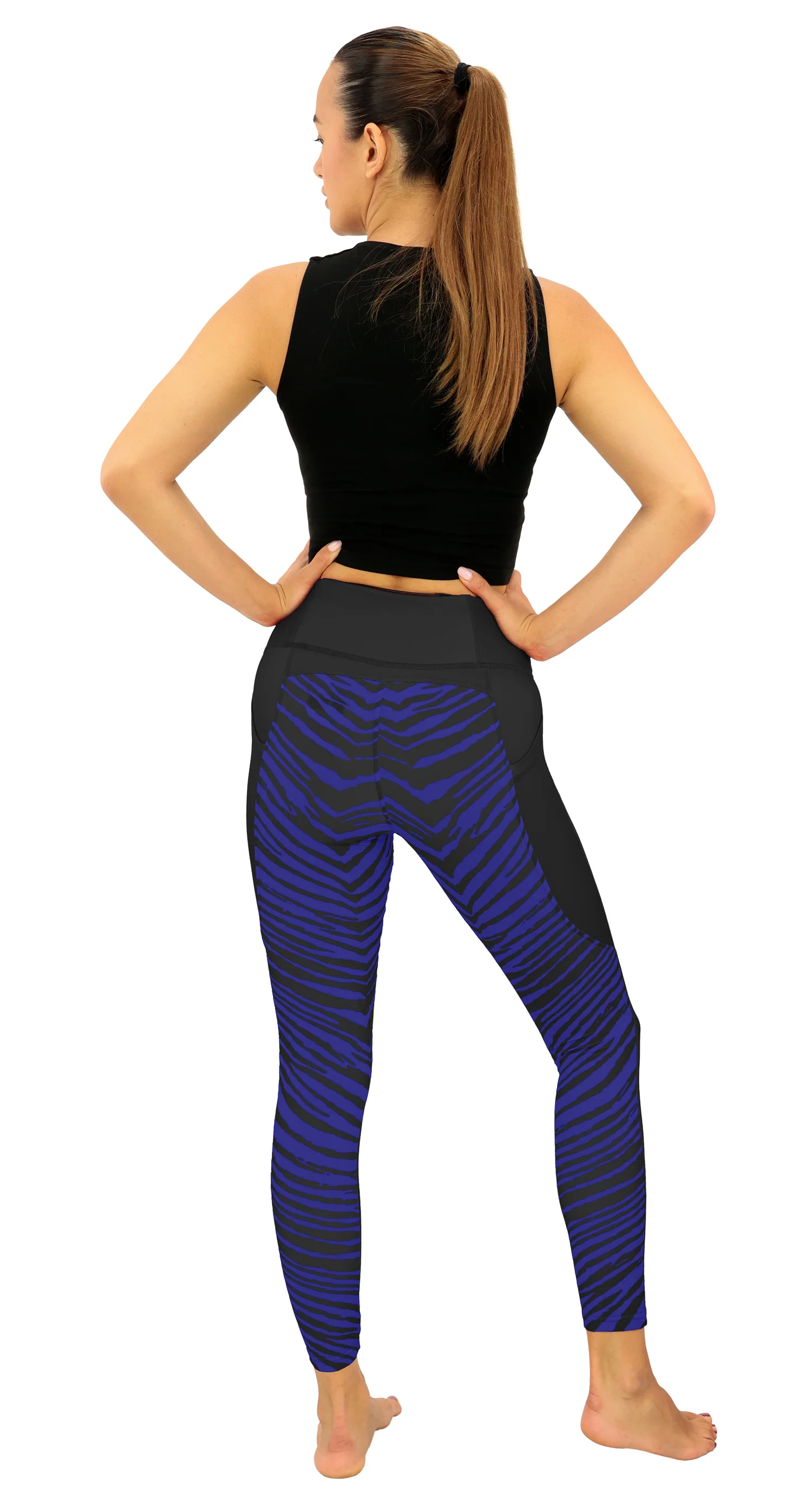 Zubaz NFL Women's 2 Color Zebra Fleece Lined Leggings, Baltimore Ravens - Image 4